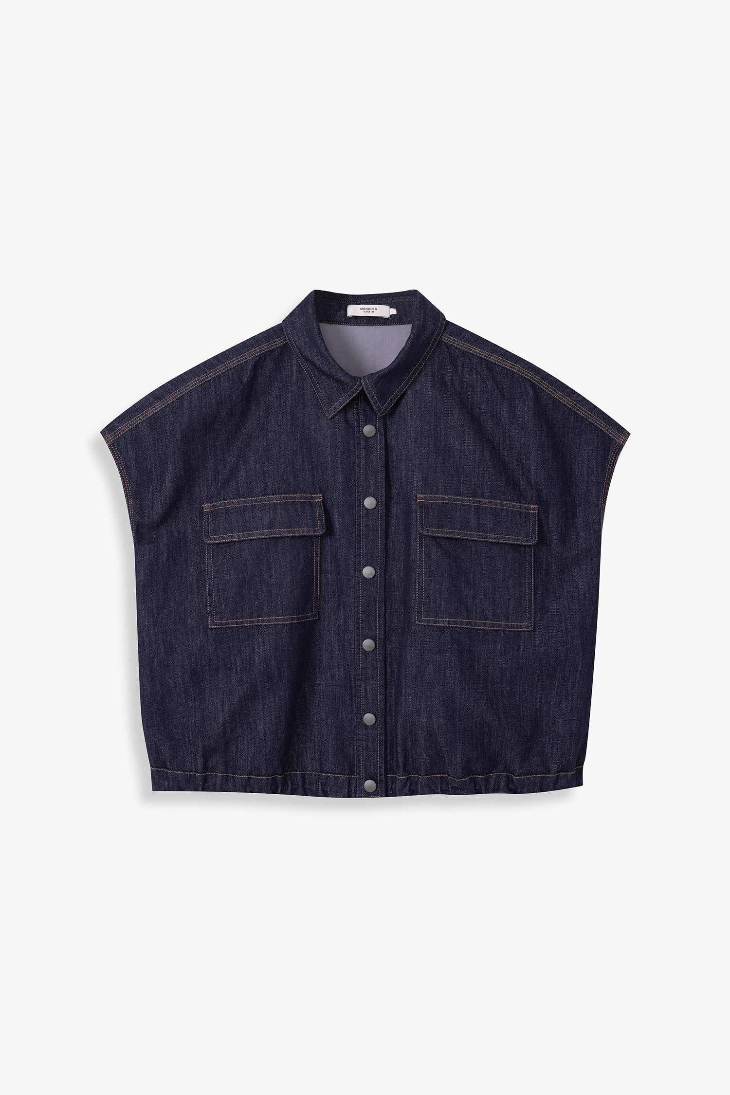 Boxy Denim Top With Drawstring Hem