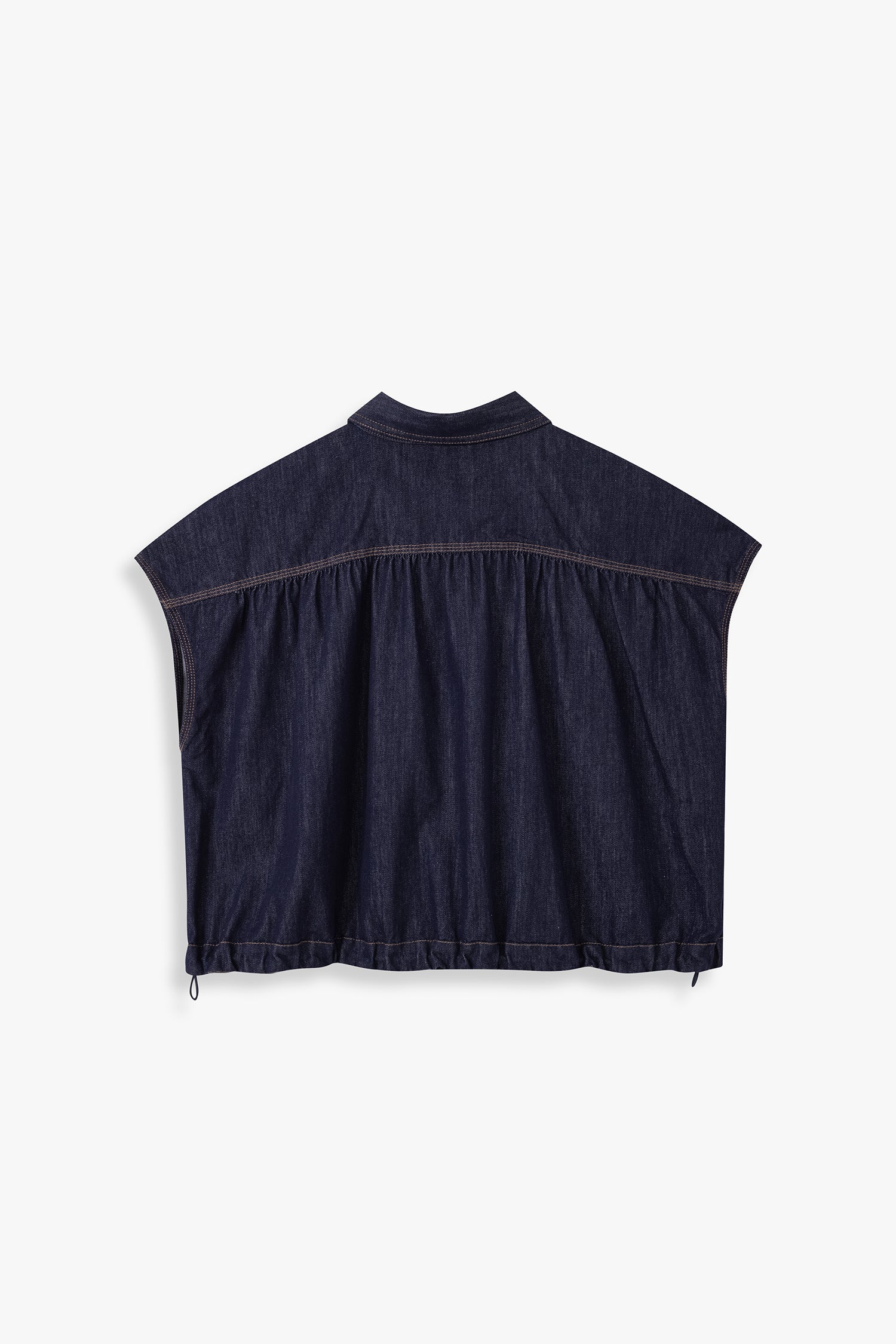 Boxy Denim Top With Drawstring Hem