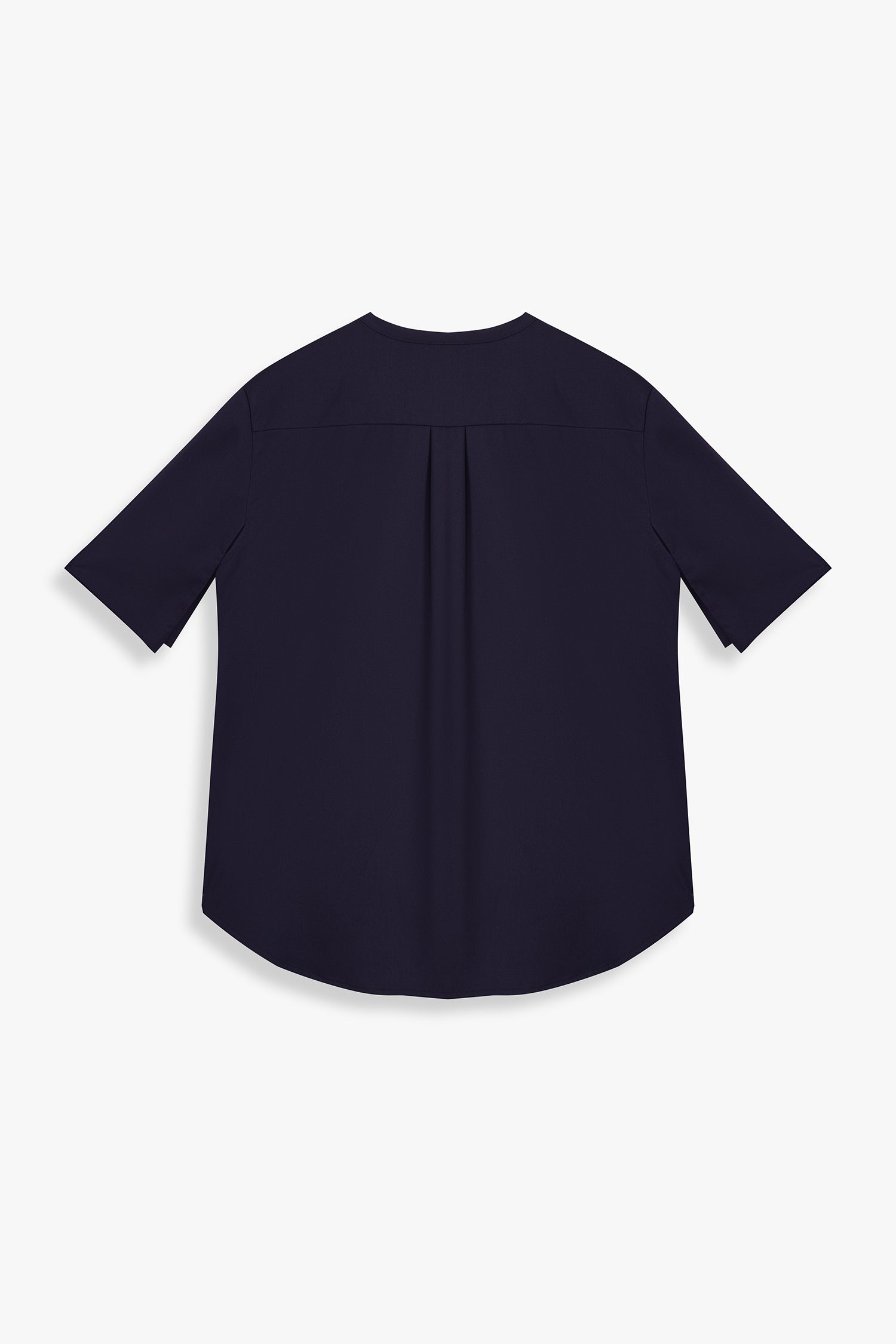 Collarless Shirt With Draped Sleeves