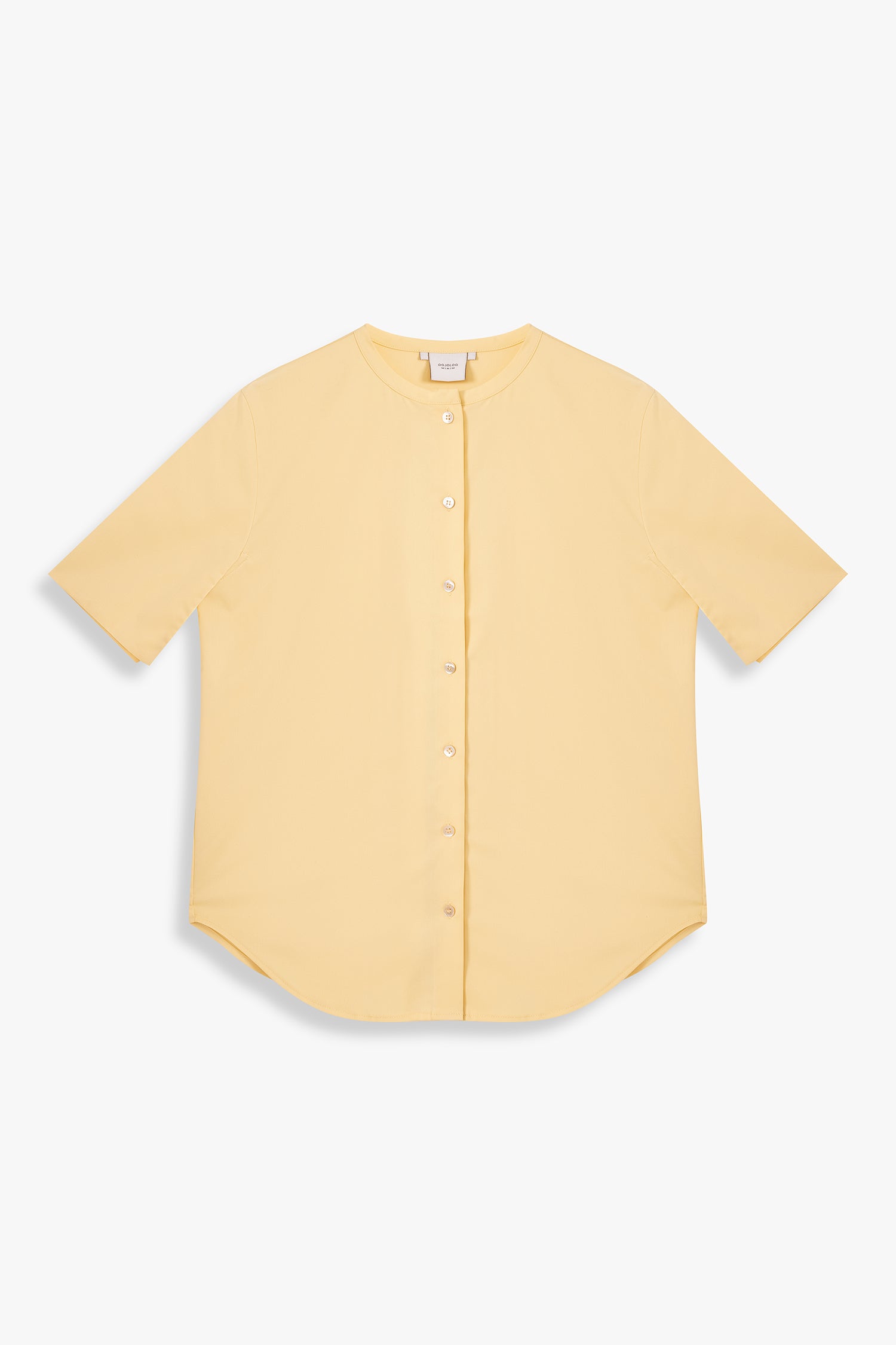 Collarless Shirt With Draped Sleeves