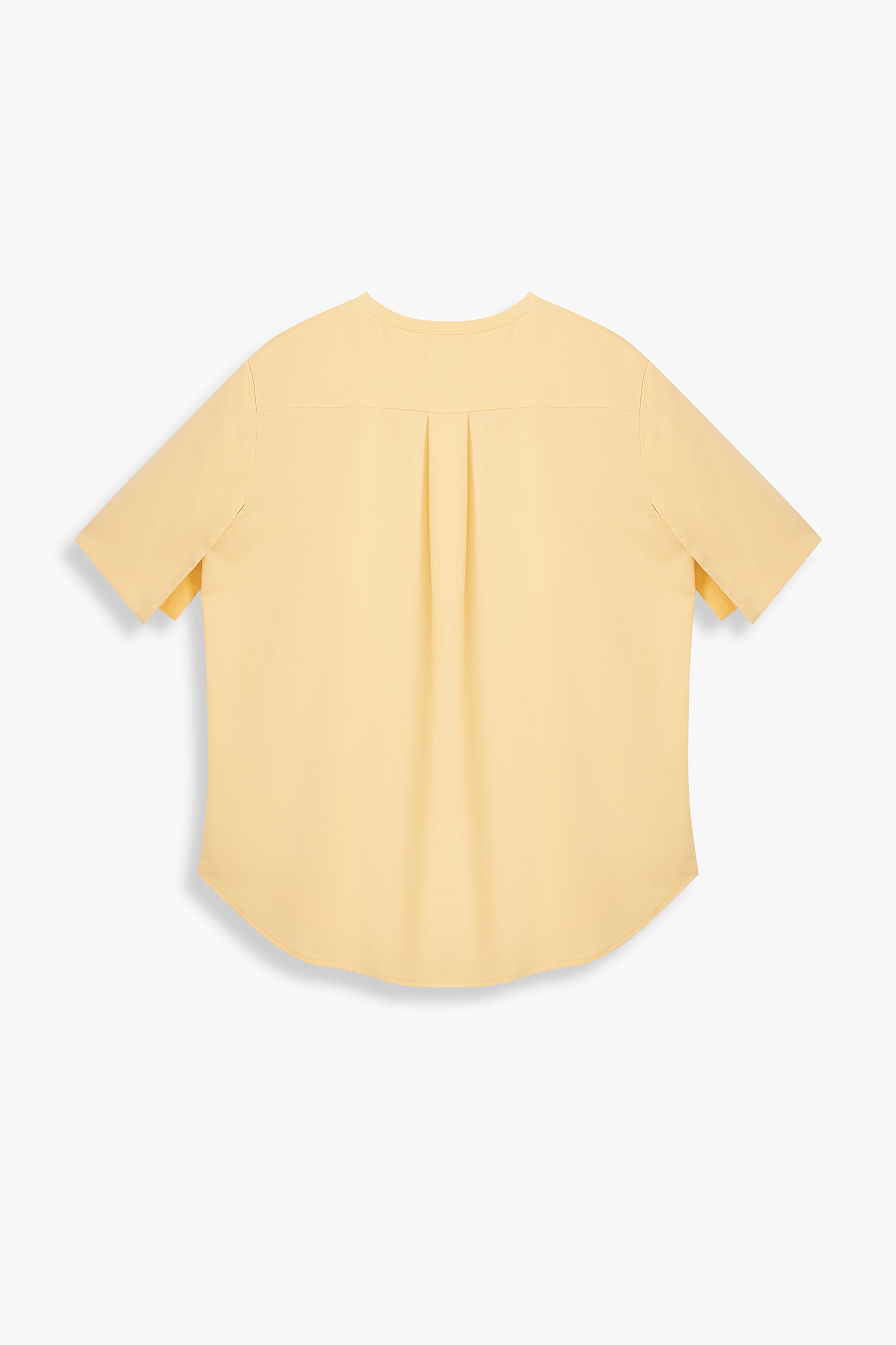 Collarless Shirt With Draped Sleeves