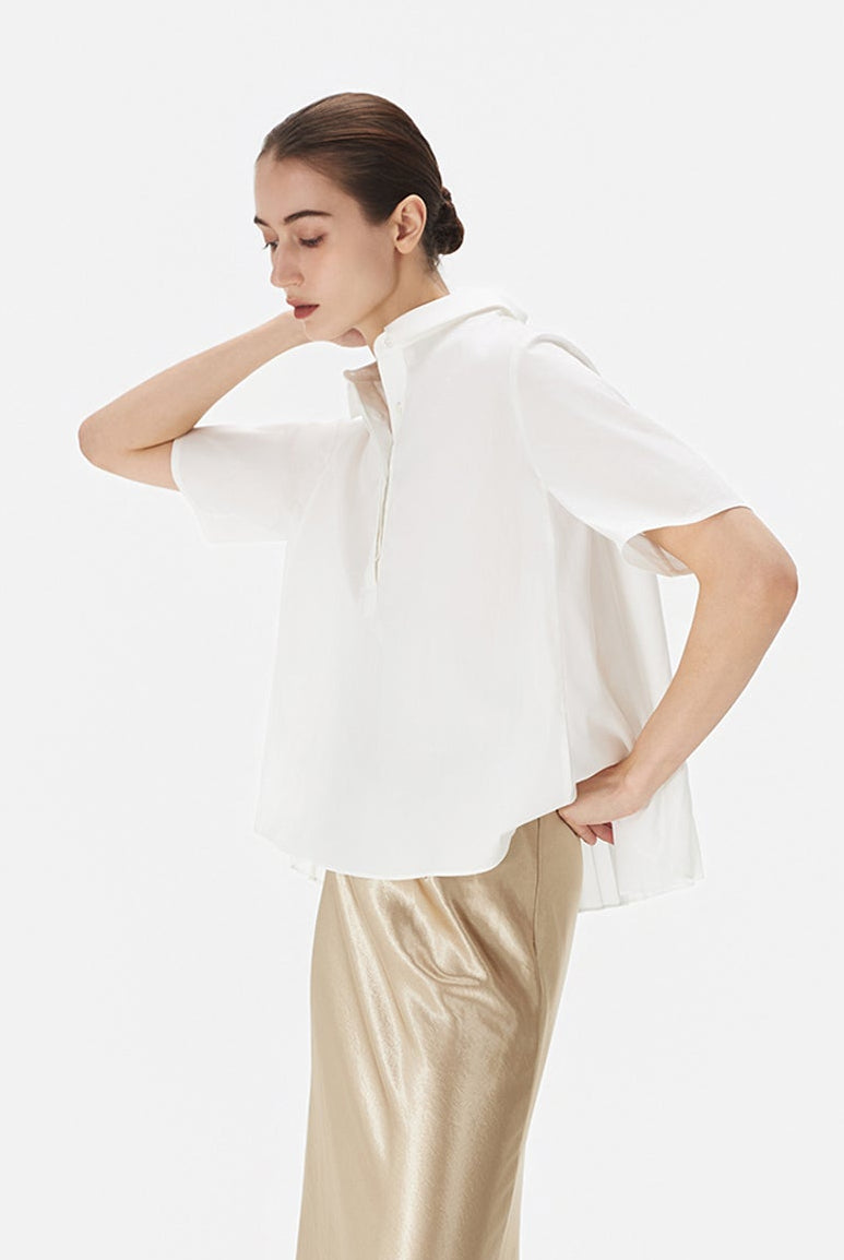 Boxy Shirt With Pleated Back Panel