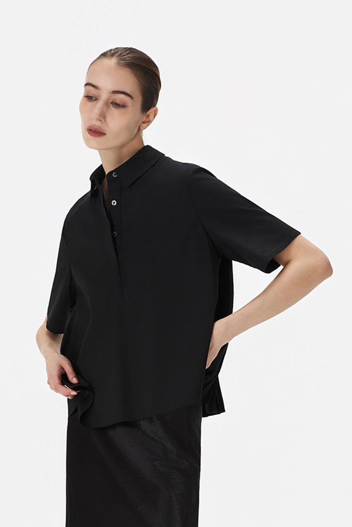 Boxy Shirt With Pleated Back Panel