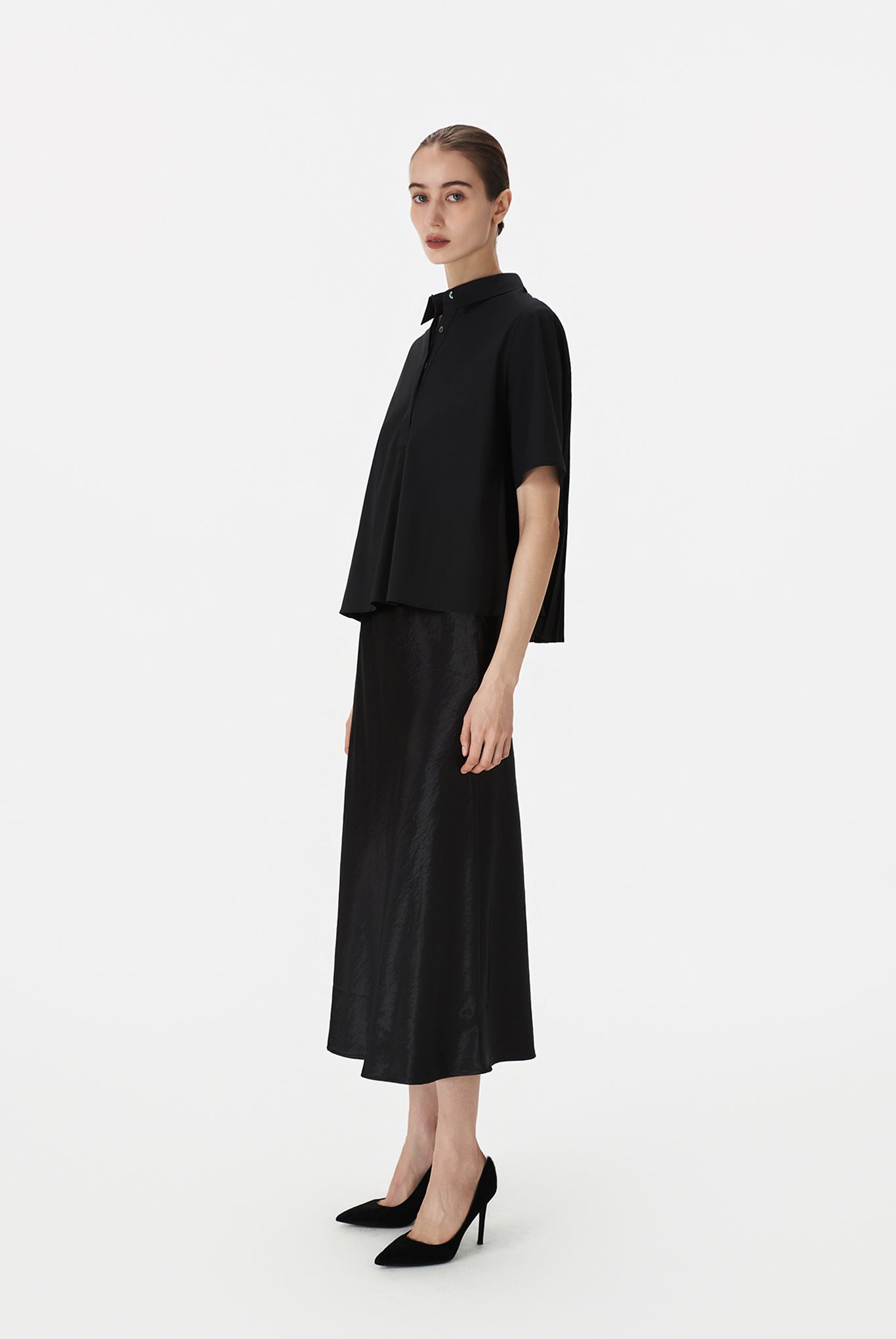 Boxy Shirt With Pleated Back Panel