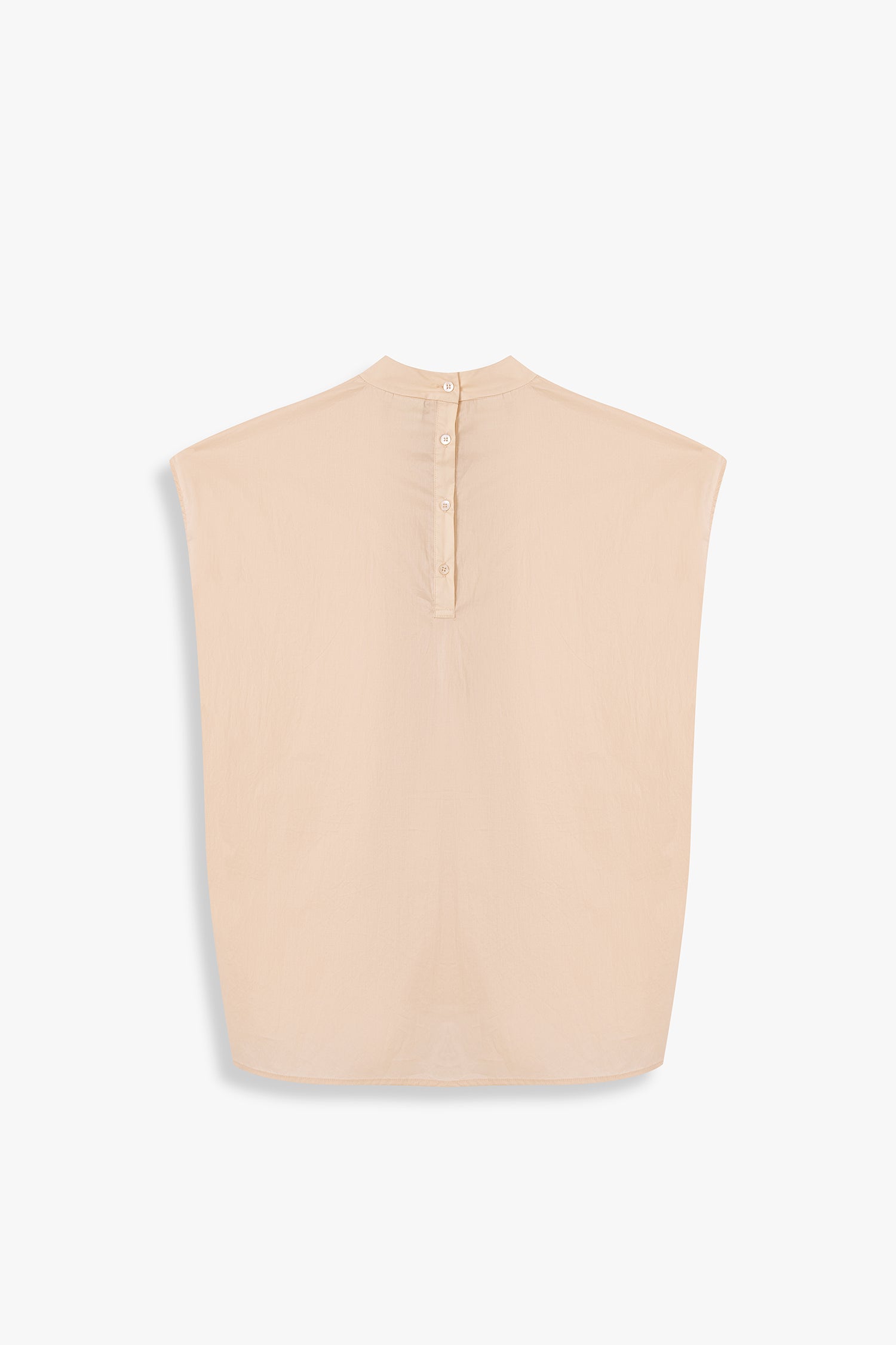 Boxy High Collar Top With Pintucks