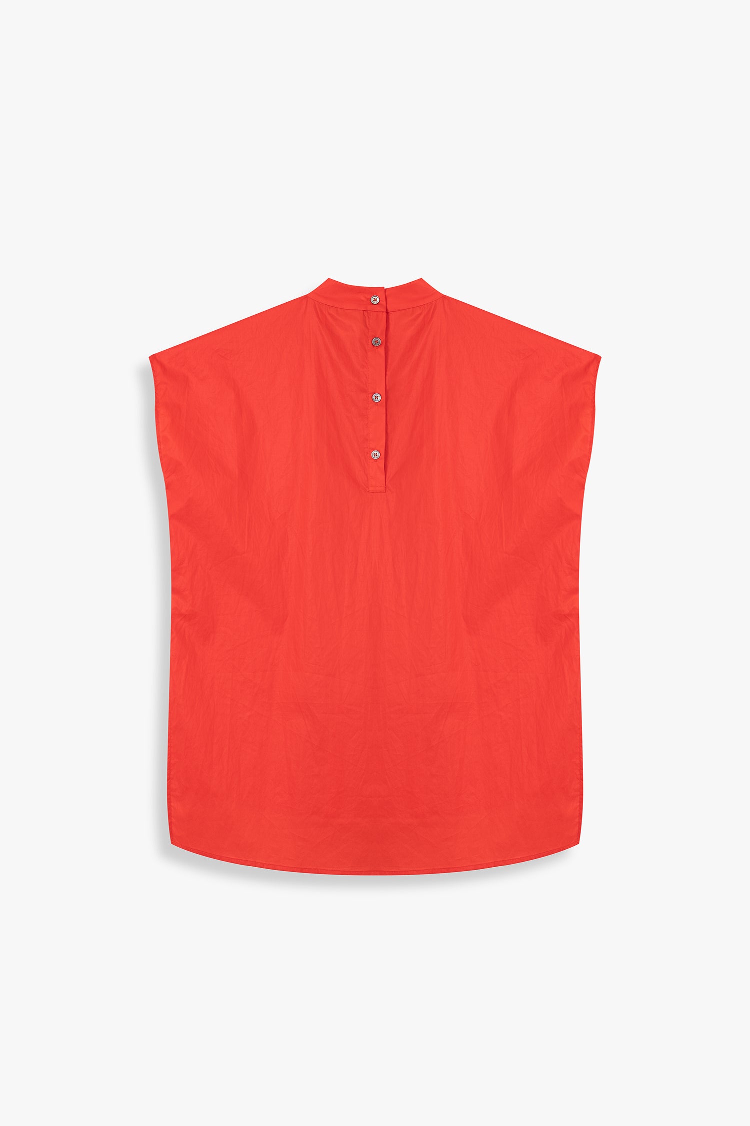 Boxy High Collar Top With Pintucks