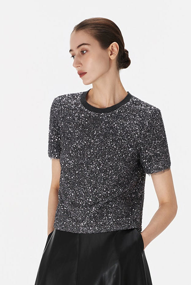 Sequin Knit Top