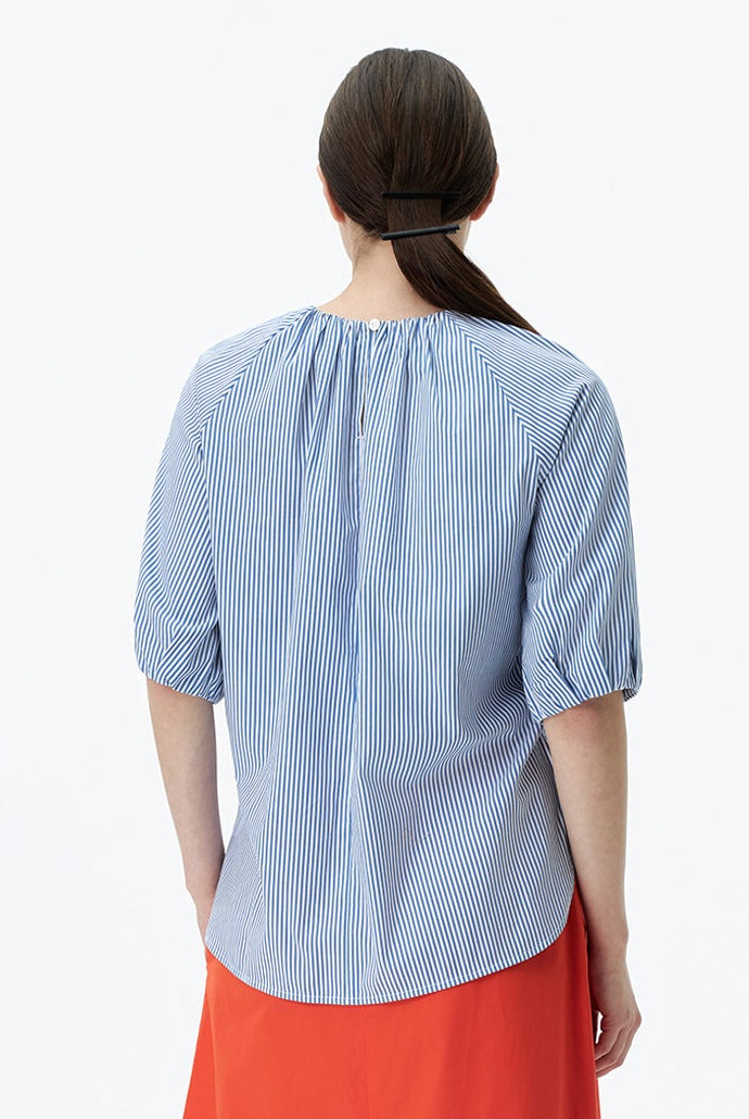 Striped Blouse With Balloon Sleeves