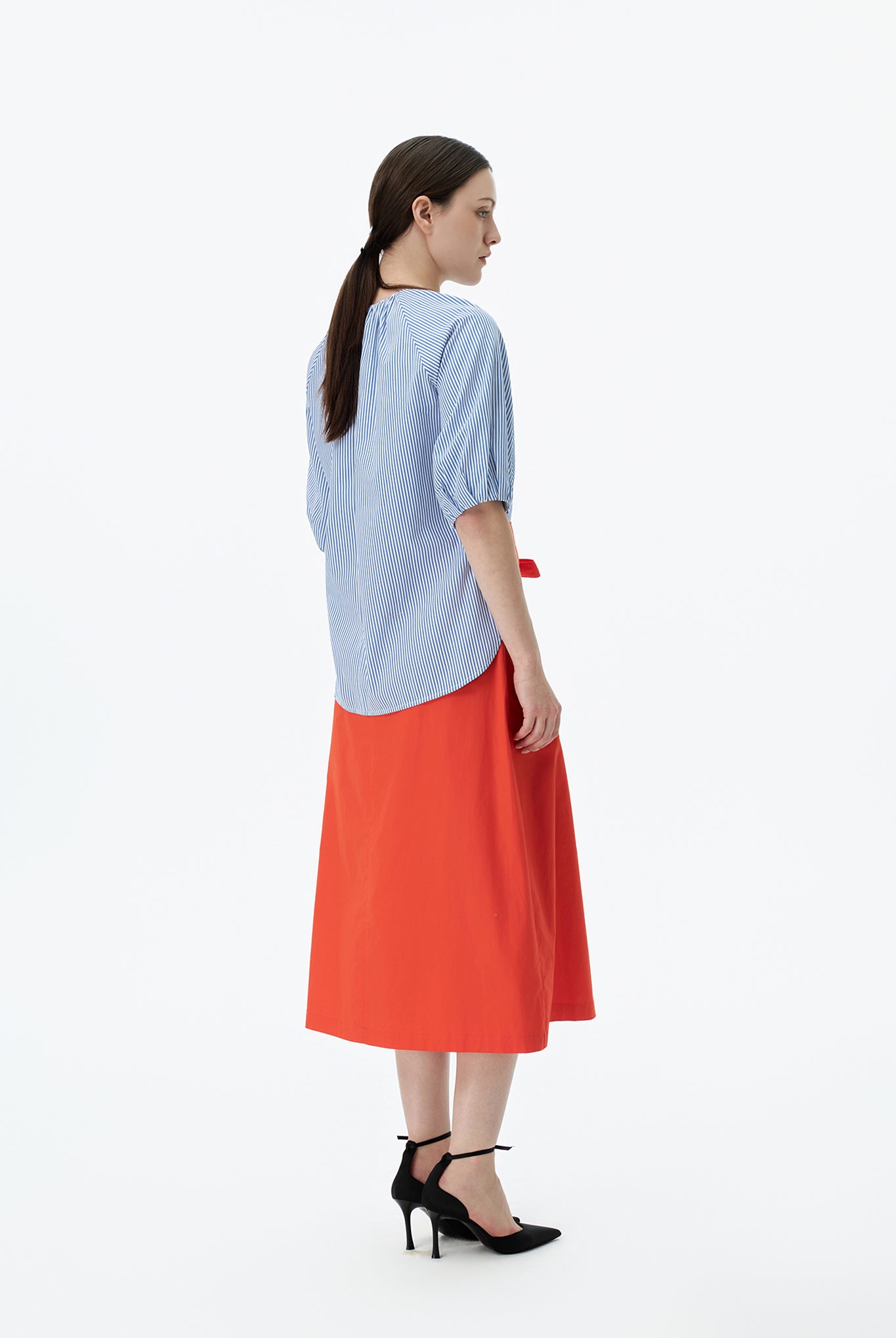 Striped Blouse With Balloon Sleeves