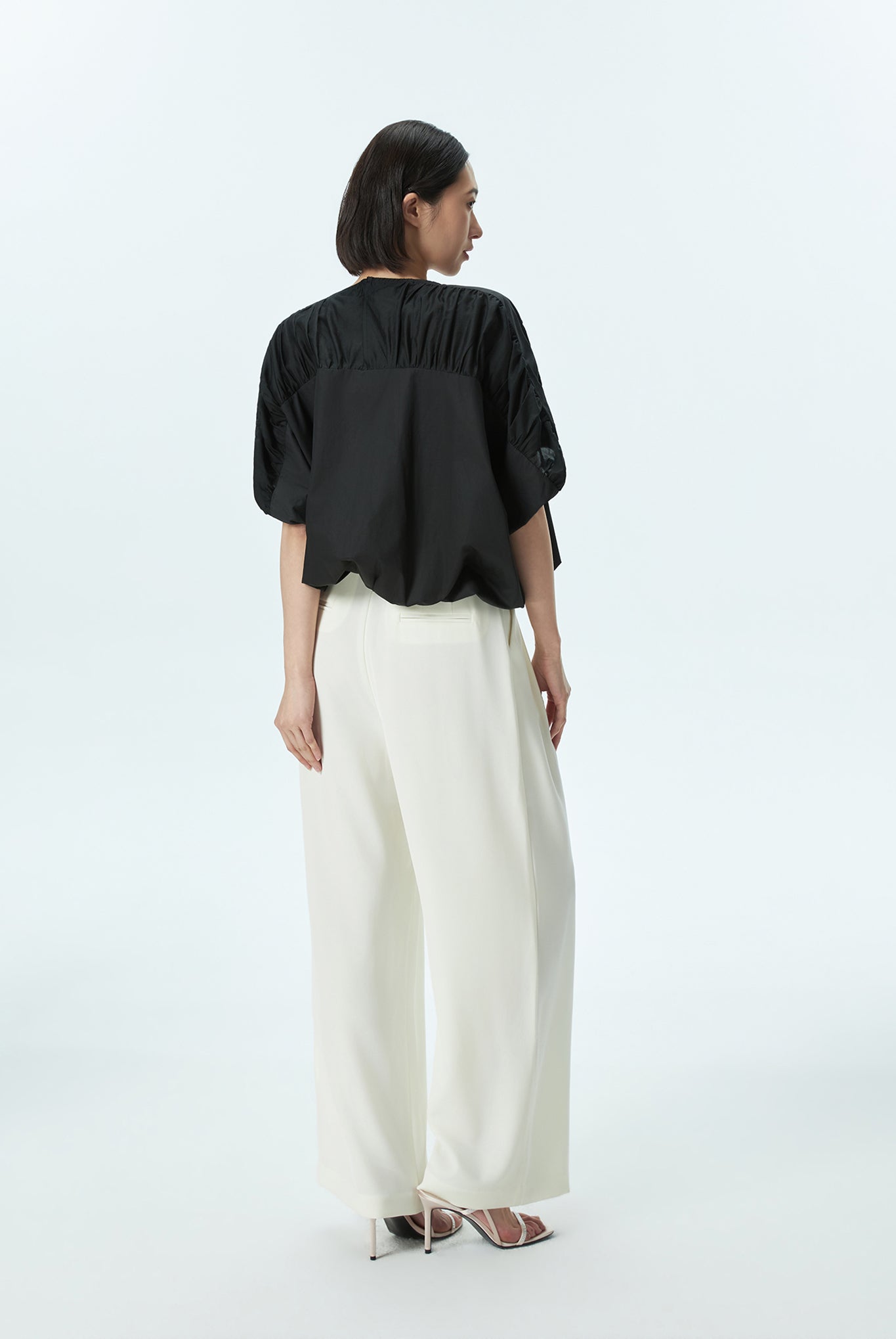 Contrast Panel Bubble Blouse