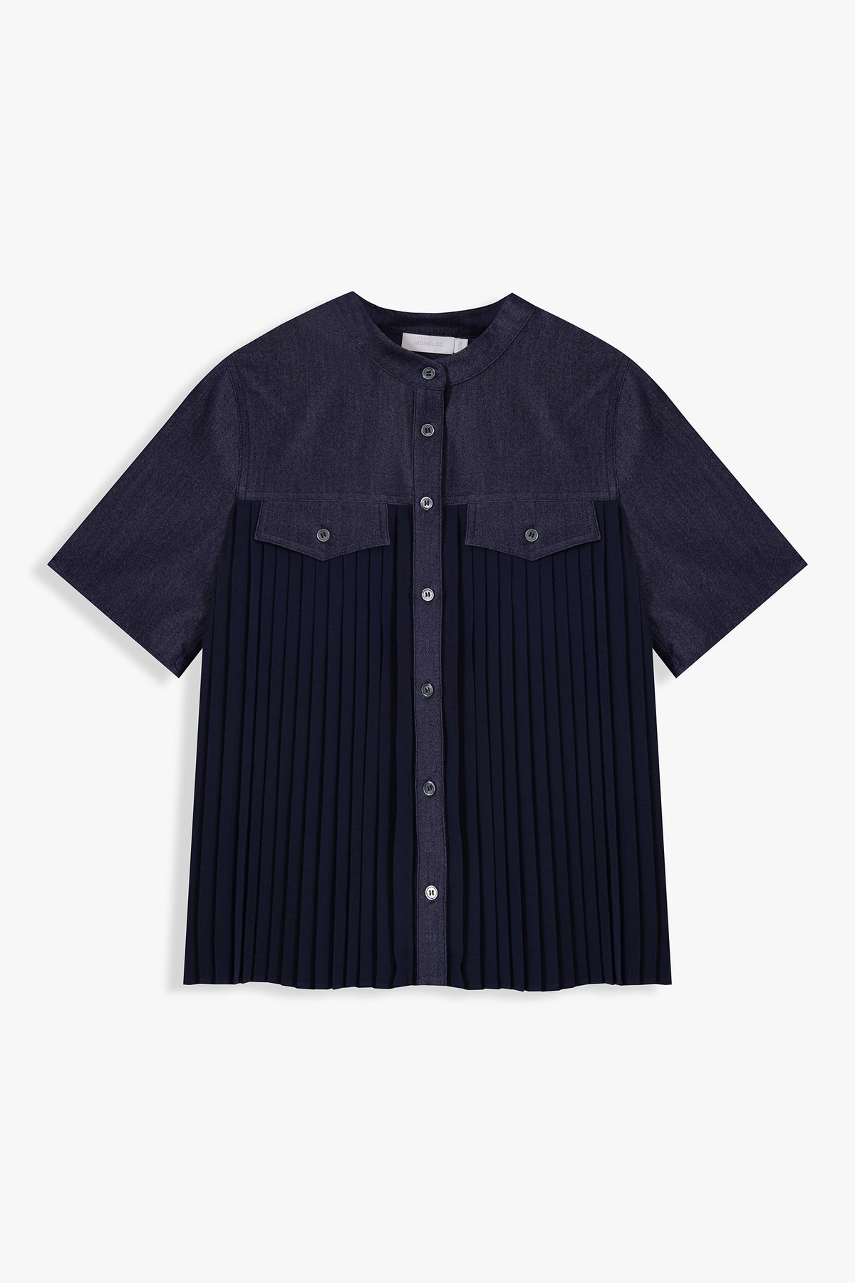 Molly Pleated Front-Button Blouse