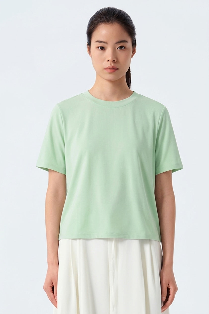 Karah Satin Rib-Trim Boxy Top