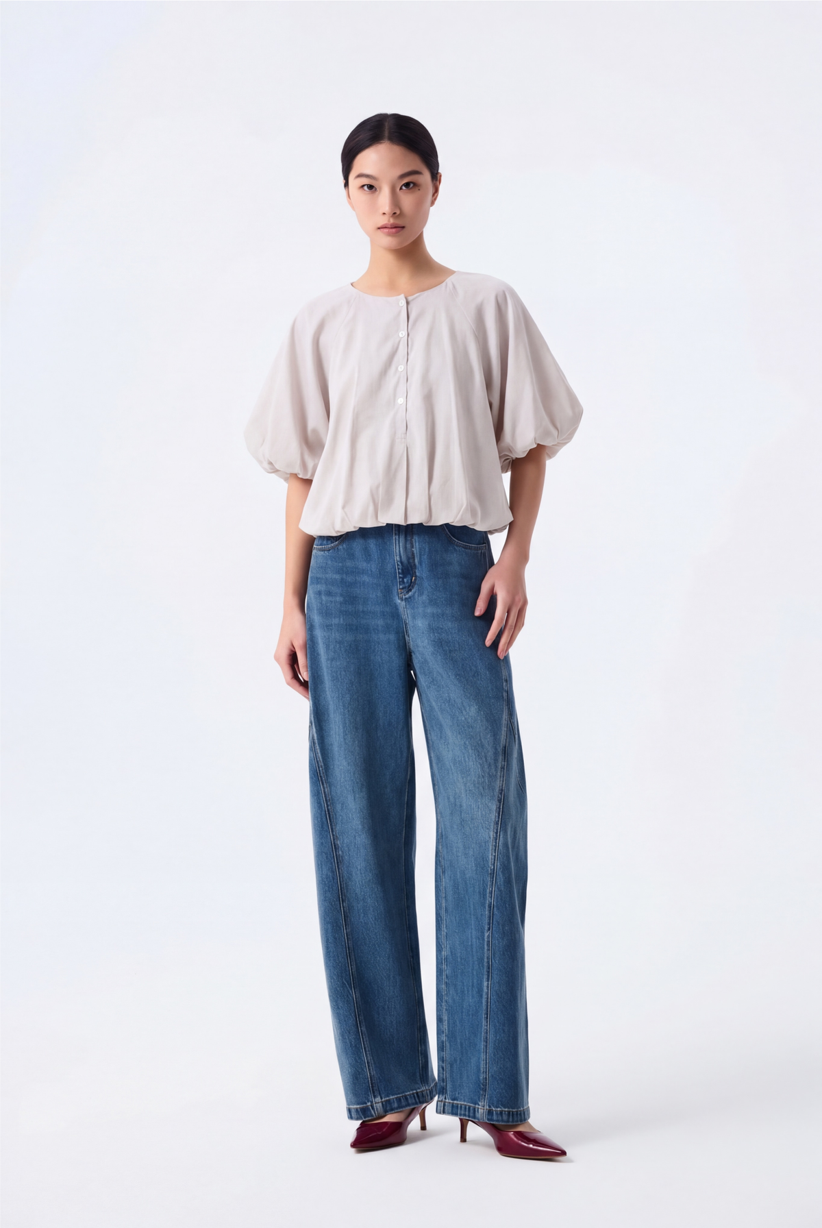 Riley Bubble Raglan Sleeve Top