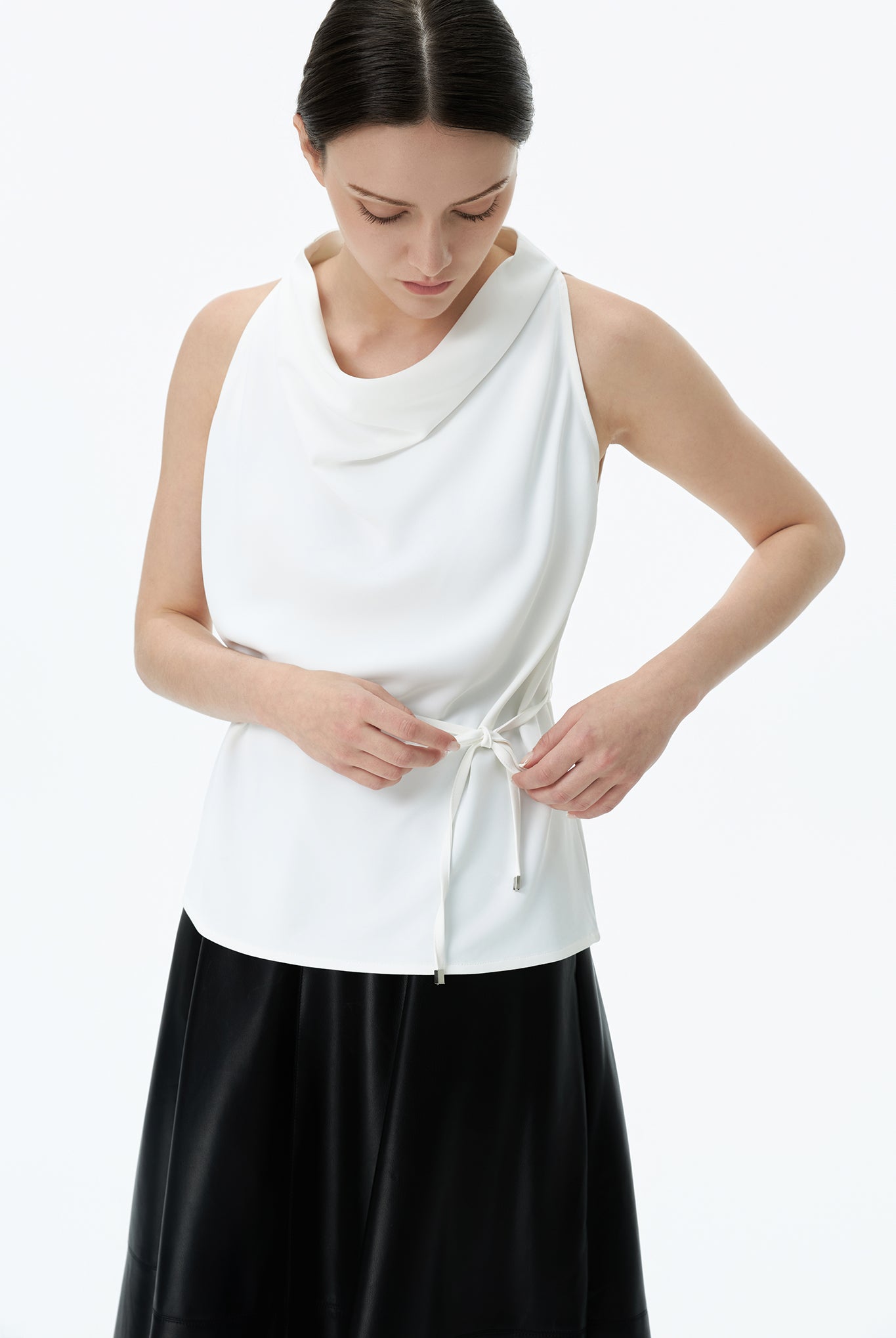 Mock Neck Blouson Top