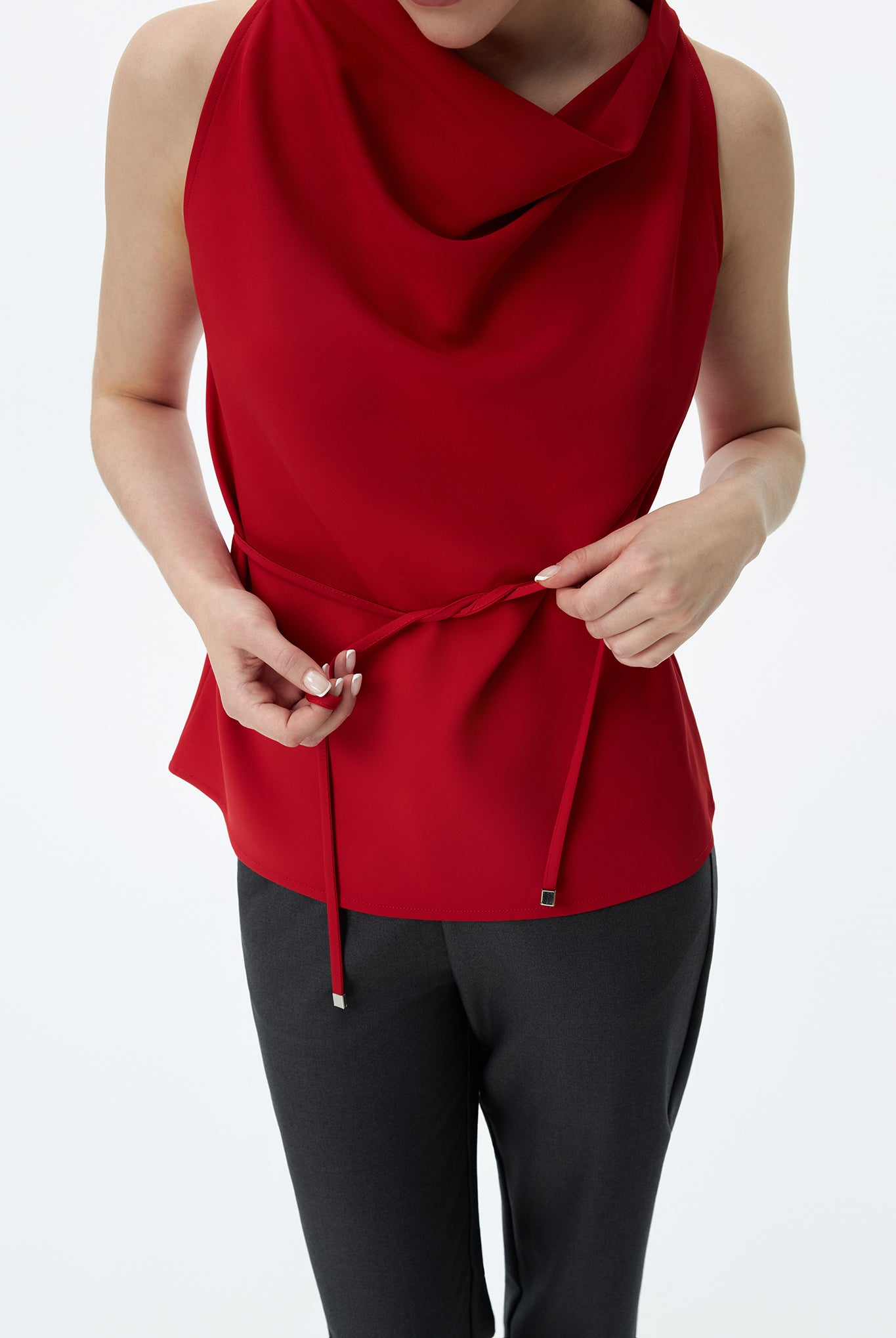 Mock Neck Blouson Top