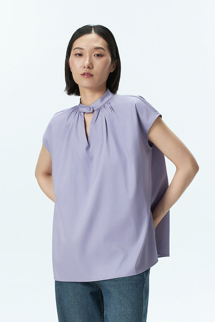 Boxy Gathered Neck Top