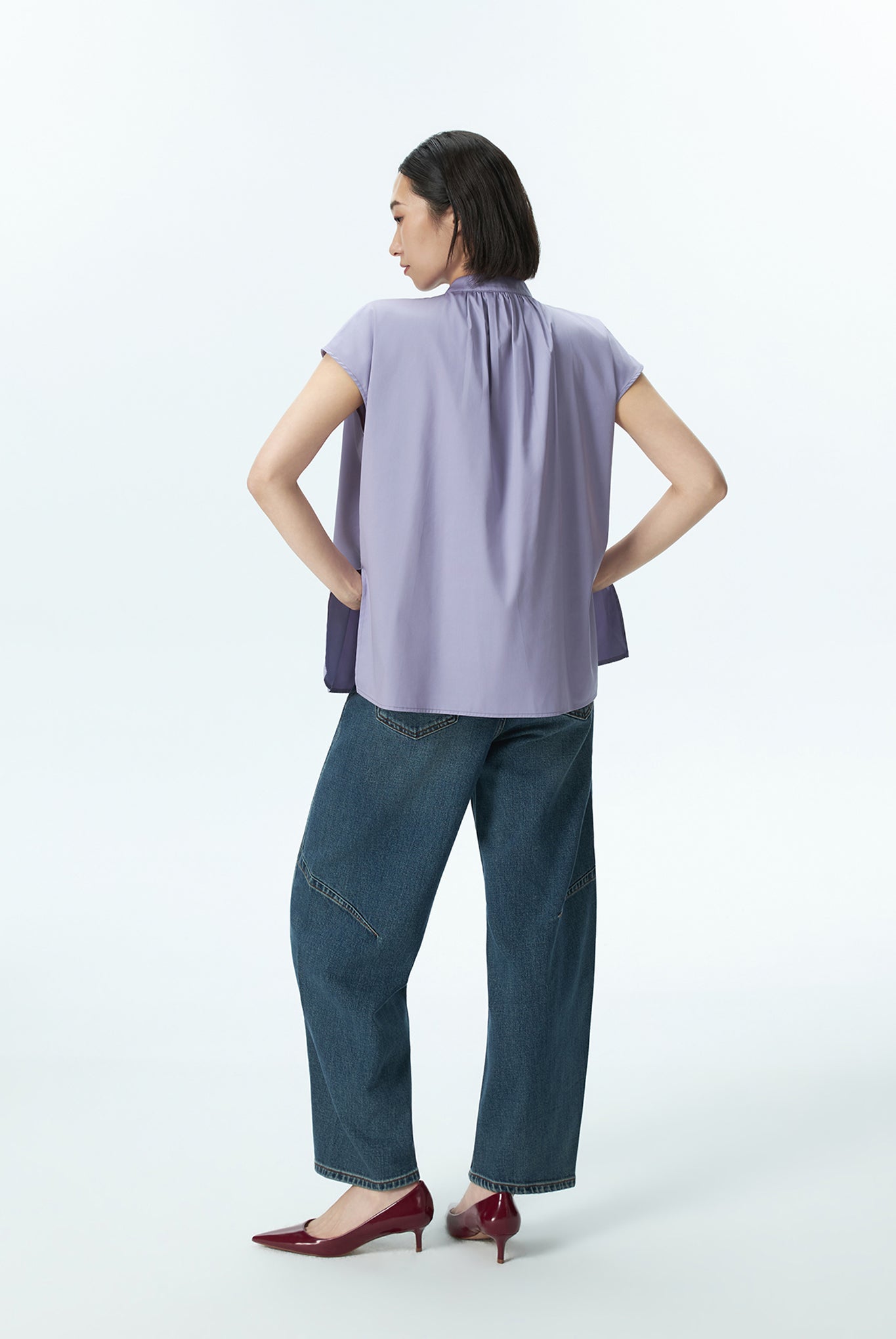 Boxy Gathered Neck Top