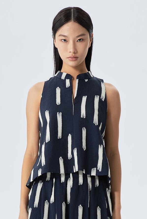 Thea Brush-stroke Lined Shell Top