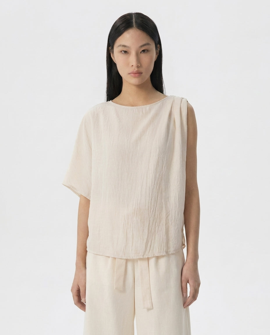 Eleanor Draped Shoulder Boxy Blouse