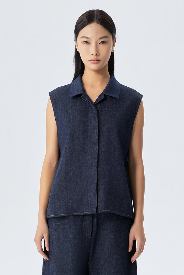 Hazel Denim Sleeveless Shirt