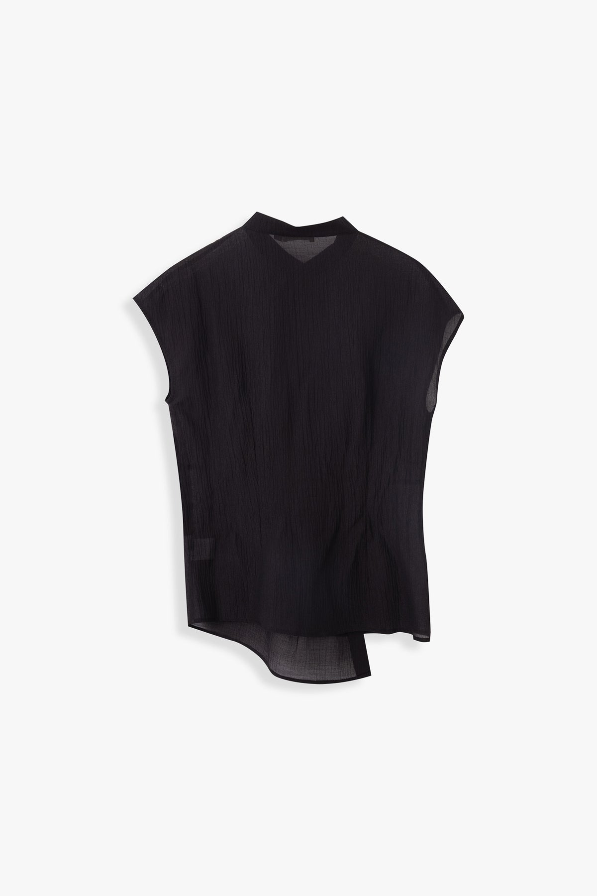 Olive Mandarin Collar Twist Top