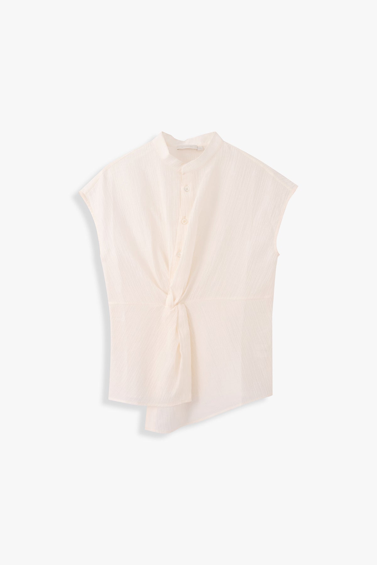 Olive Mandarin Collar Twist Top