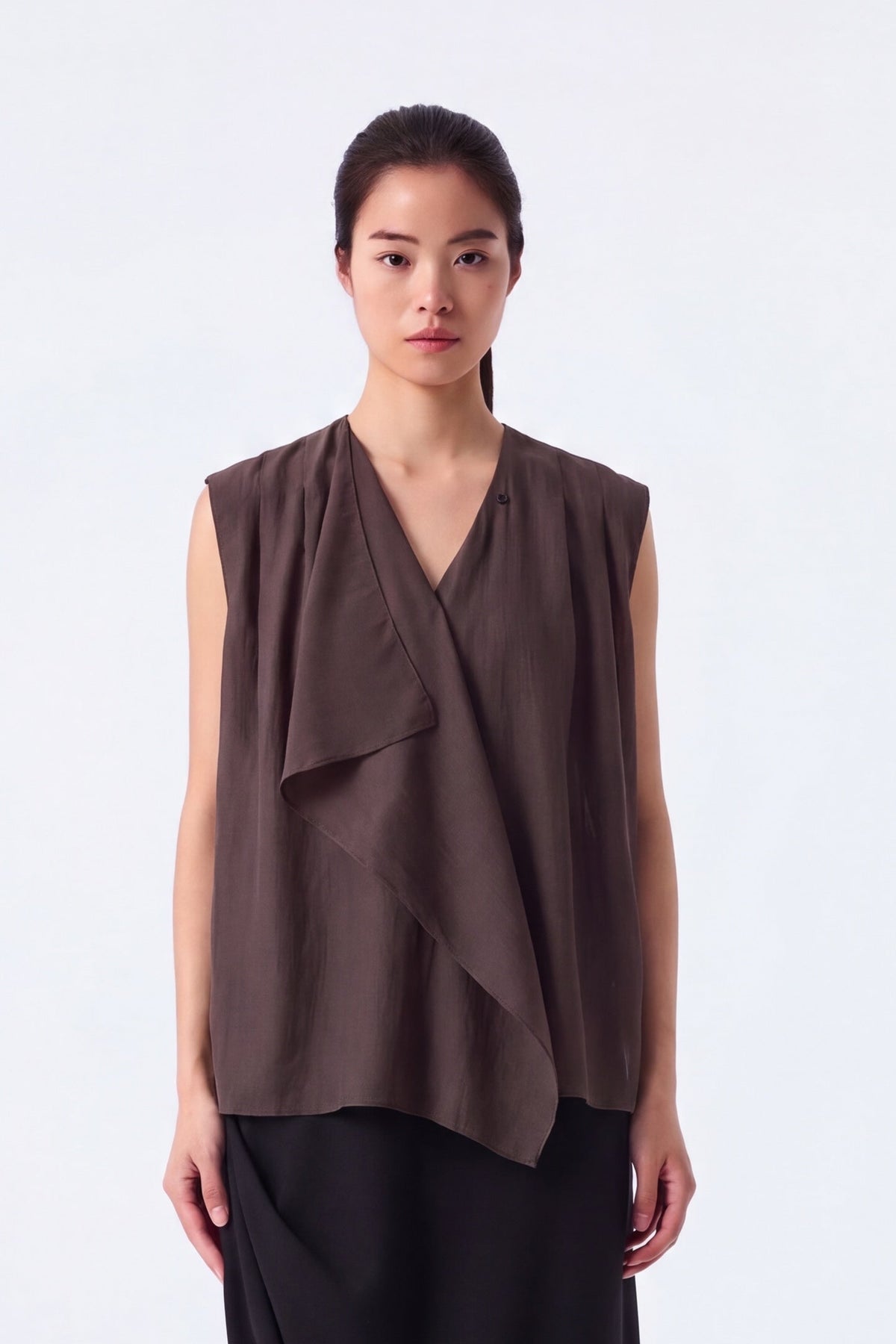 Miko Draped Cowl-Neck Sleeveless Blouse
