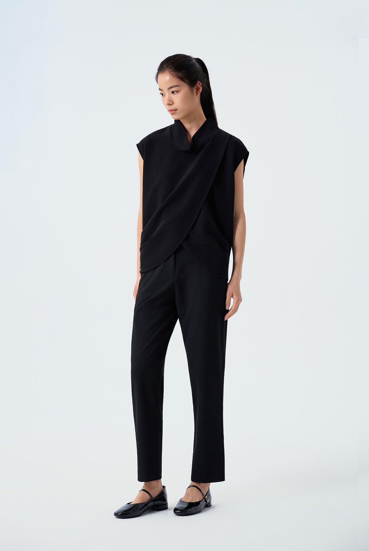 Casey Sleeveless Draped Cowl-Neck Top