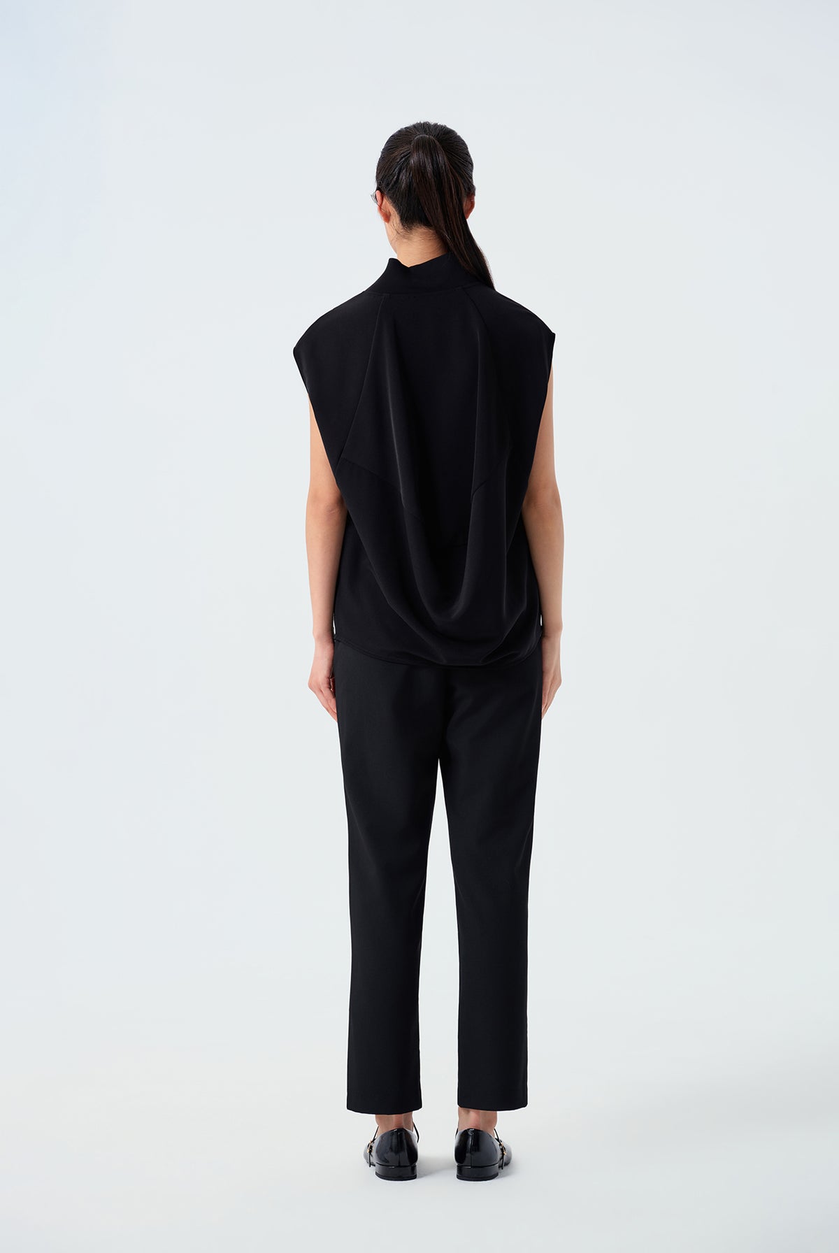Casey Sleeveless Draped Cowl-Neck Top
