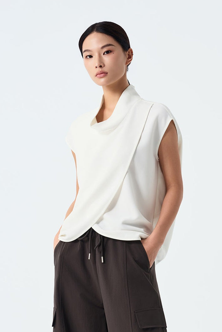 Casey Sleeveless Draped Cowl-Neck Top