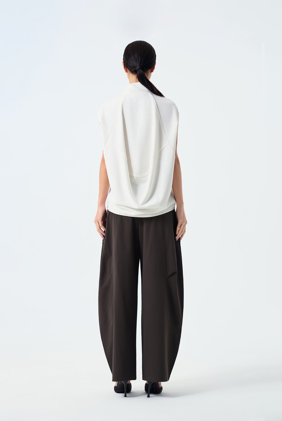 Casey Sleeveless Draped Cowl-Neck Top