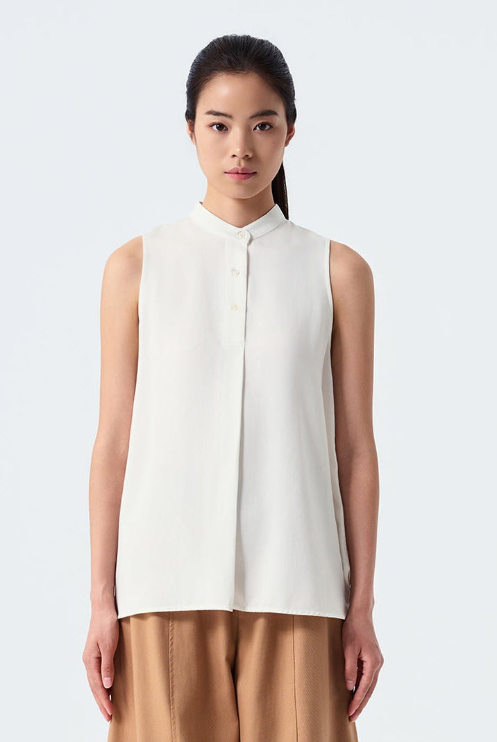 Elias Mandarin Collar Sleeveless Top