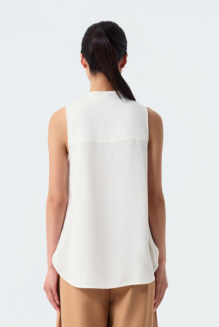 Elias Mandarin Collar Sleeveless Top