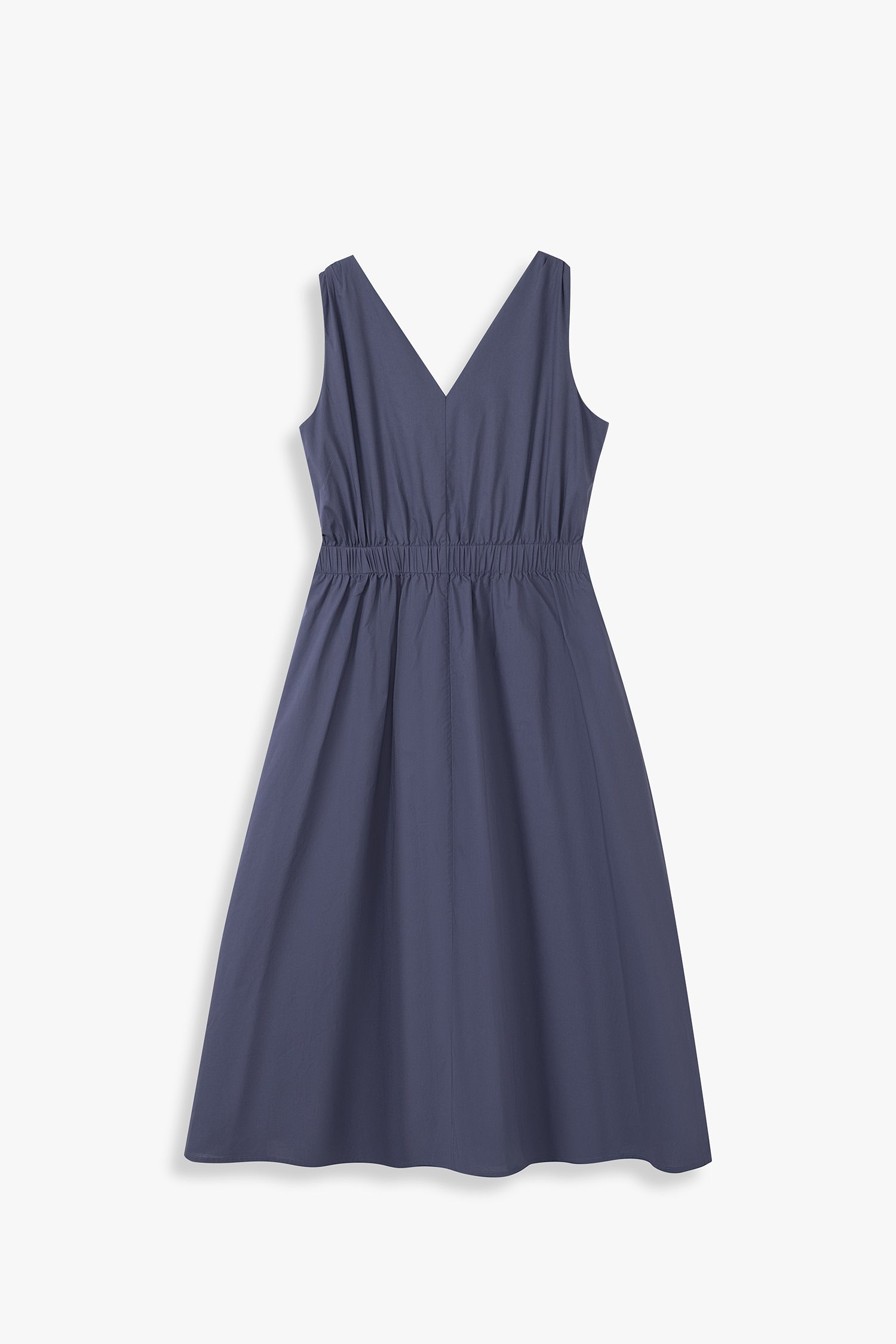 Deep V-neck Shift Dress With Self-fabric Belt