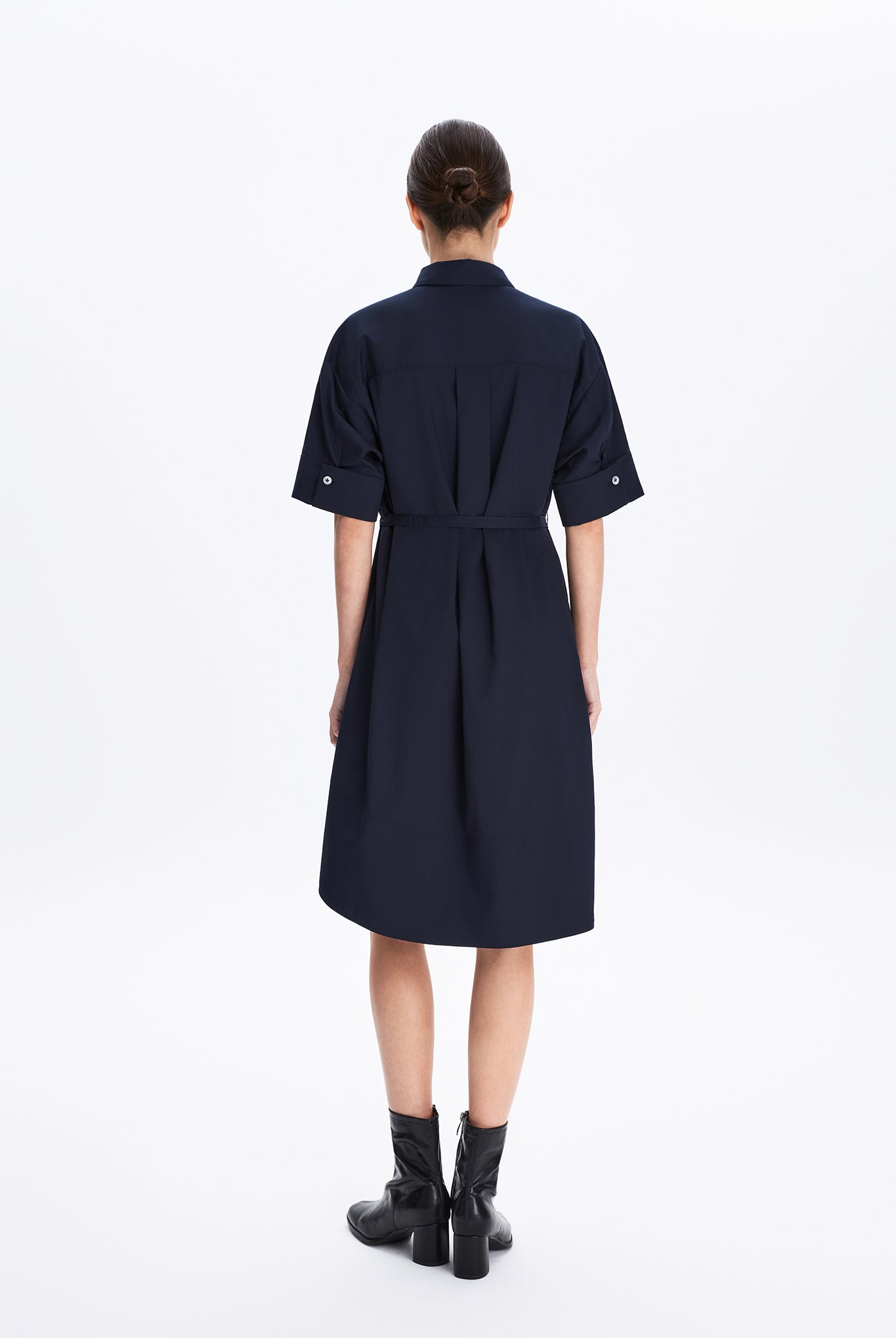 Short Sleeve Shirt Dress With Pockets
