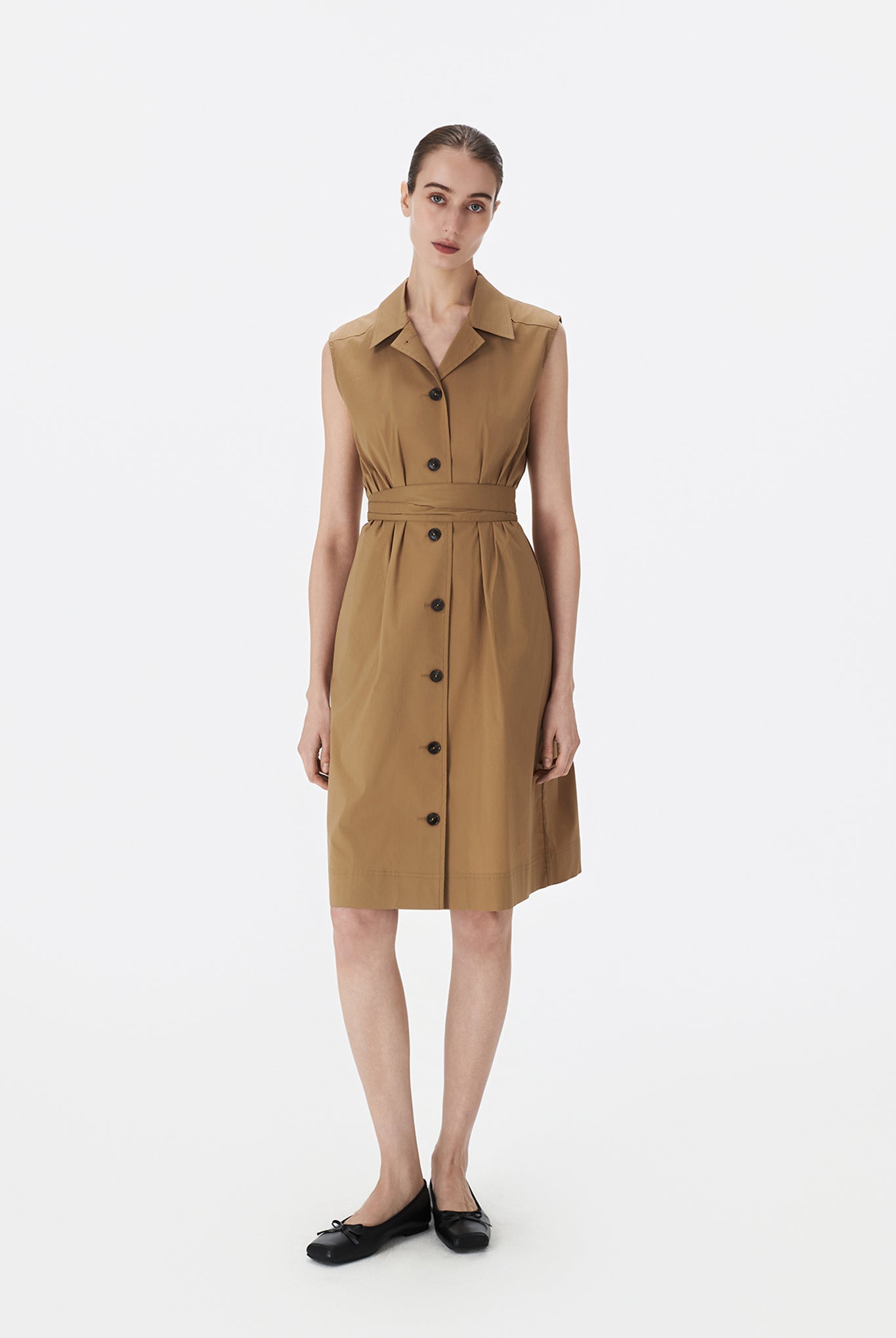 Sleeveless Belted Trench Dress