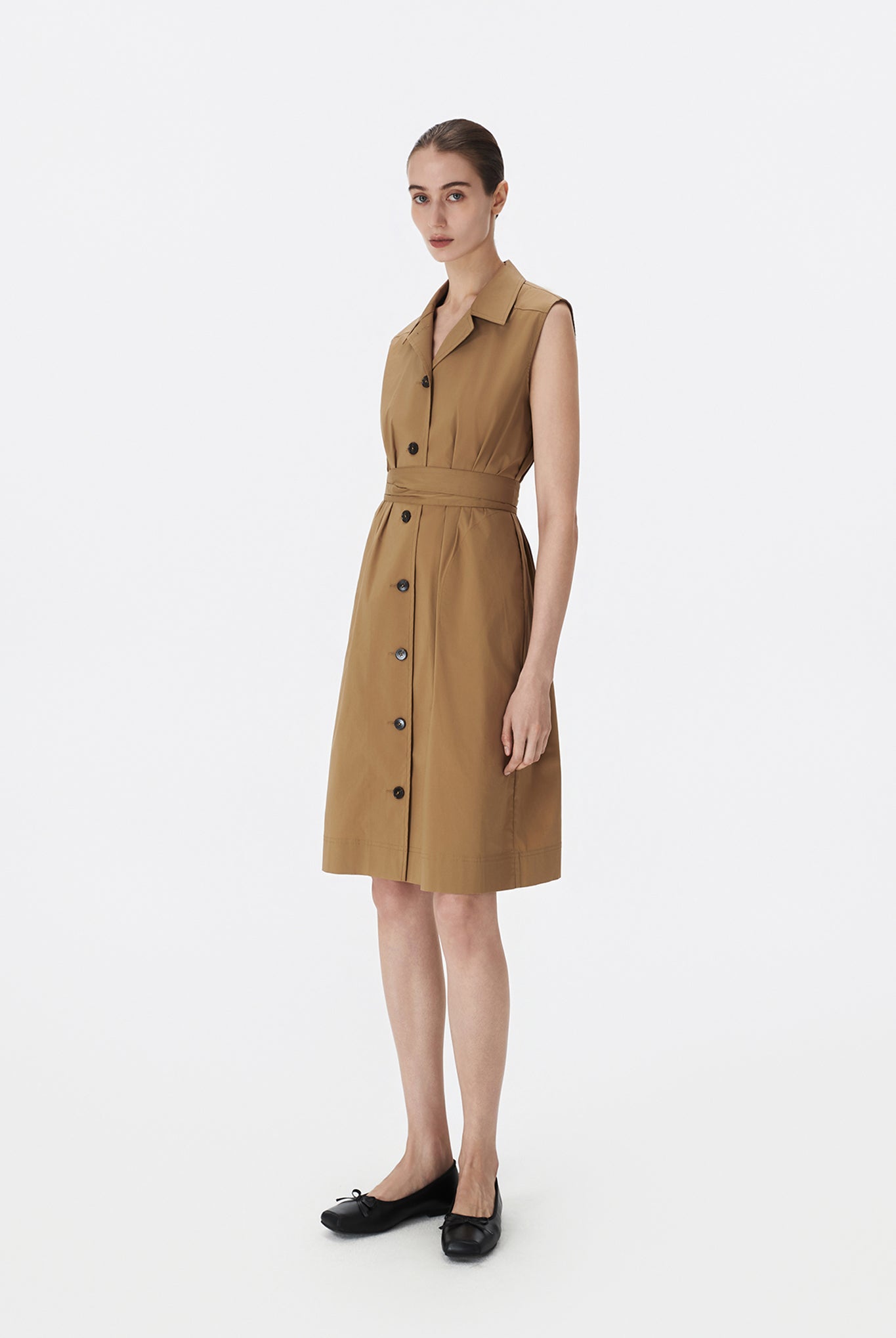 Sleeveless Belted Trench Dress