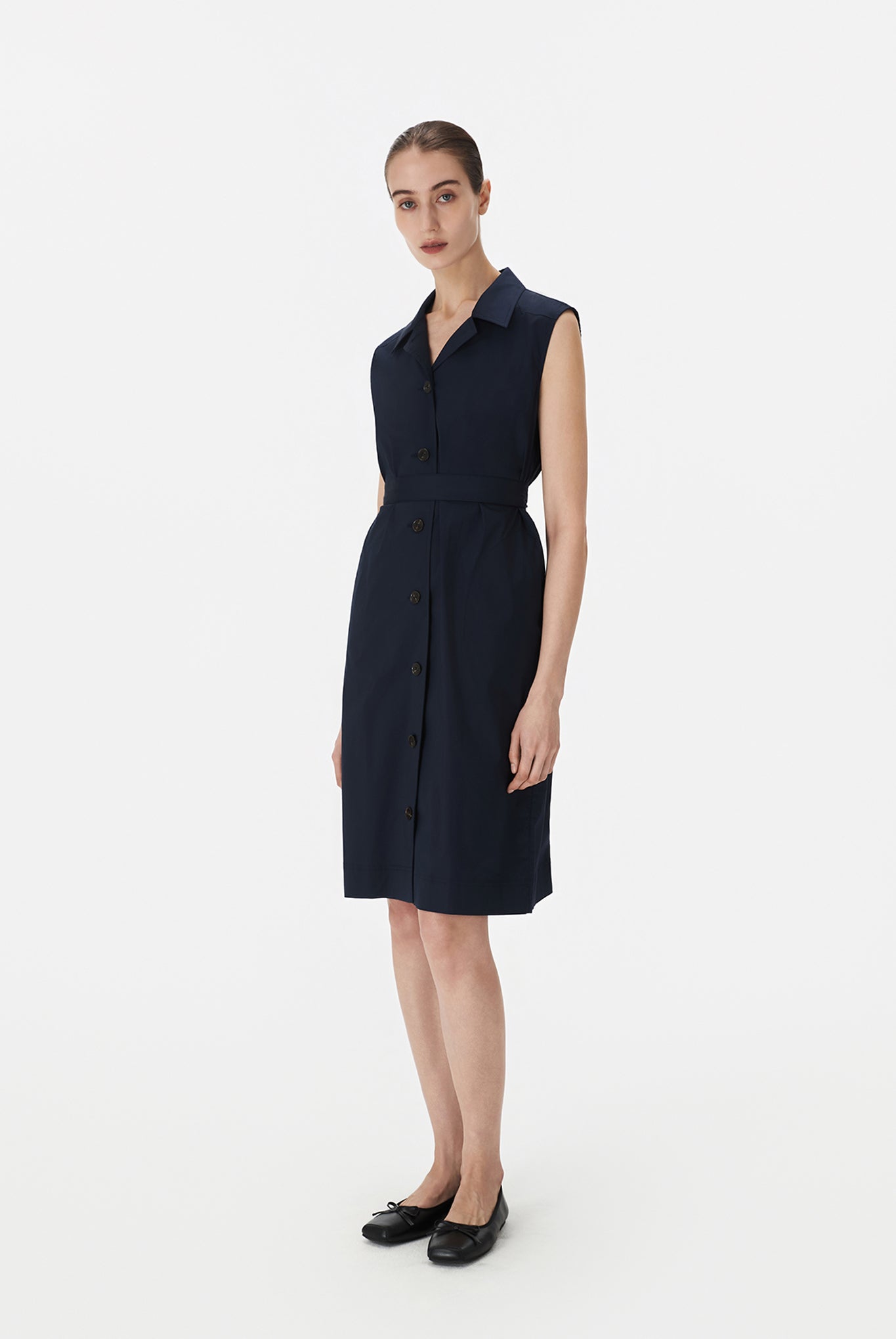 Sleeveless Belted Trench Dress