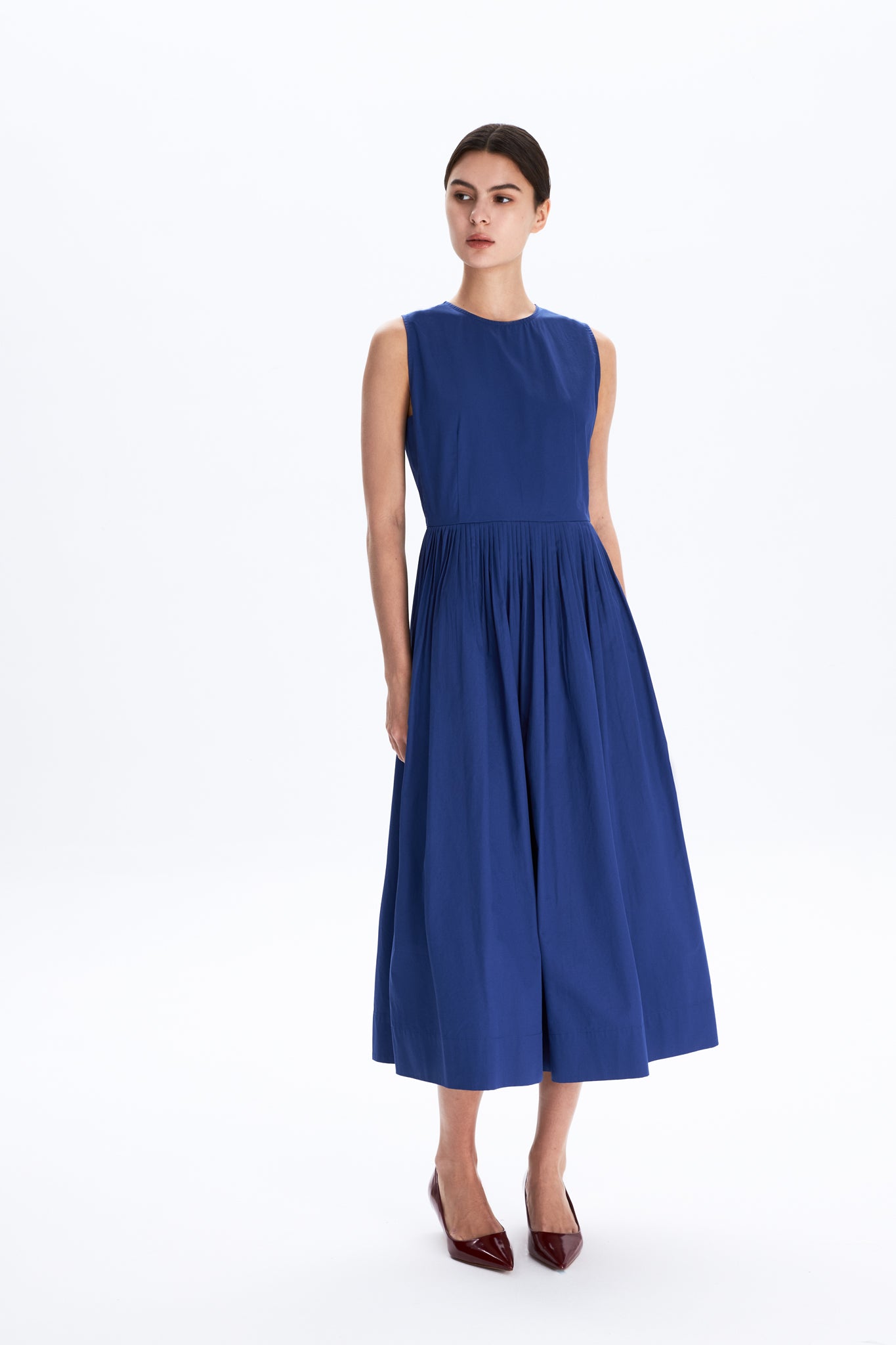 Pleated Front Fit & Flare Dress