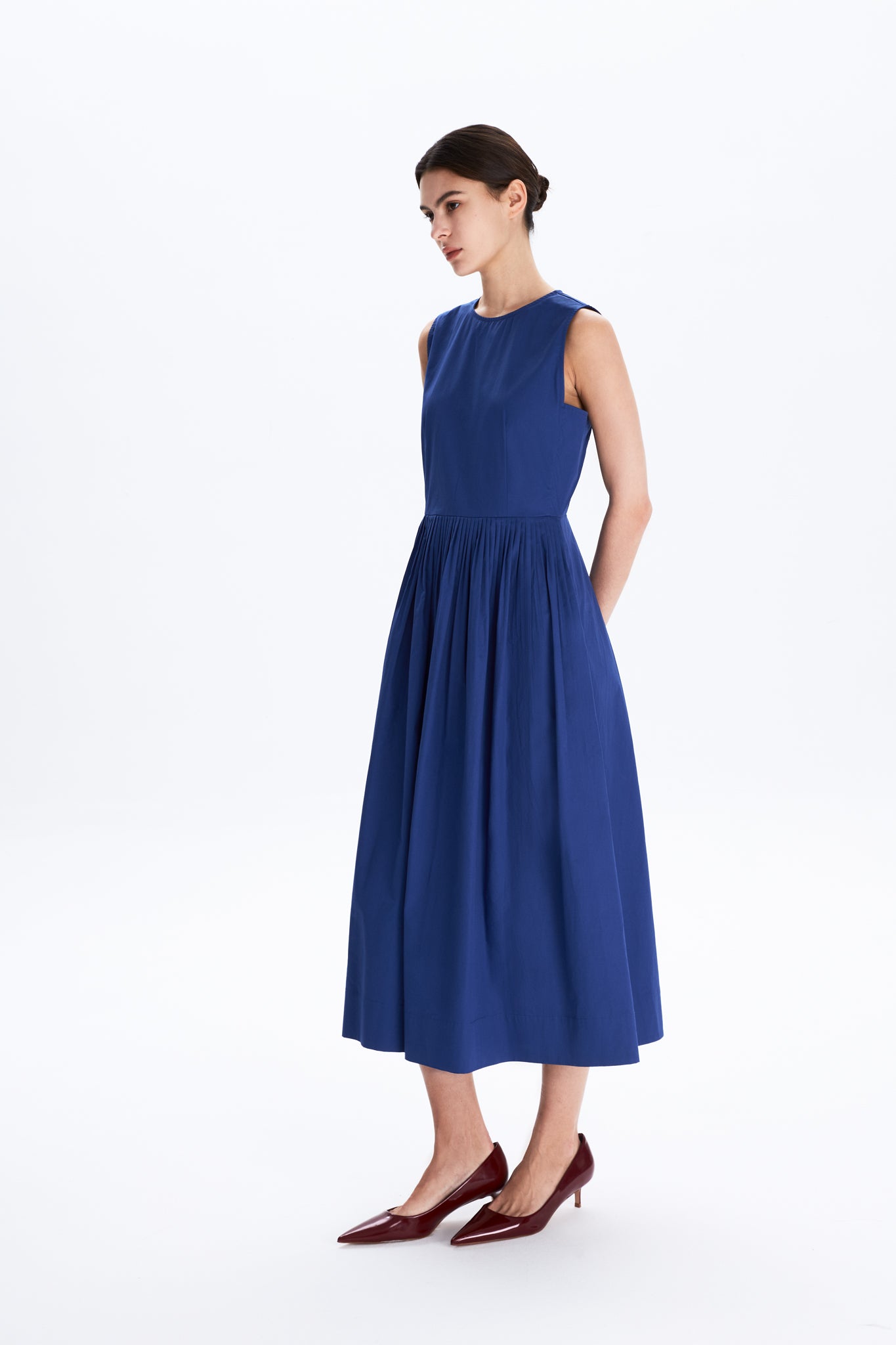 Pleated Front Fit & Flare Dress