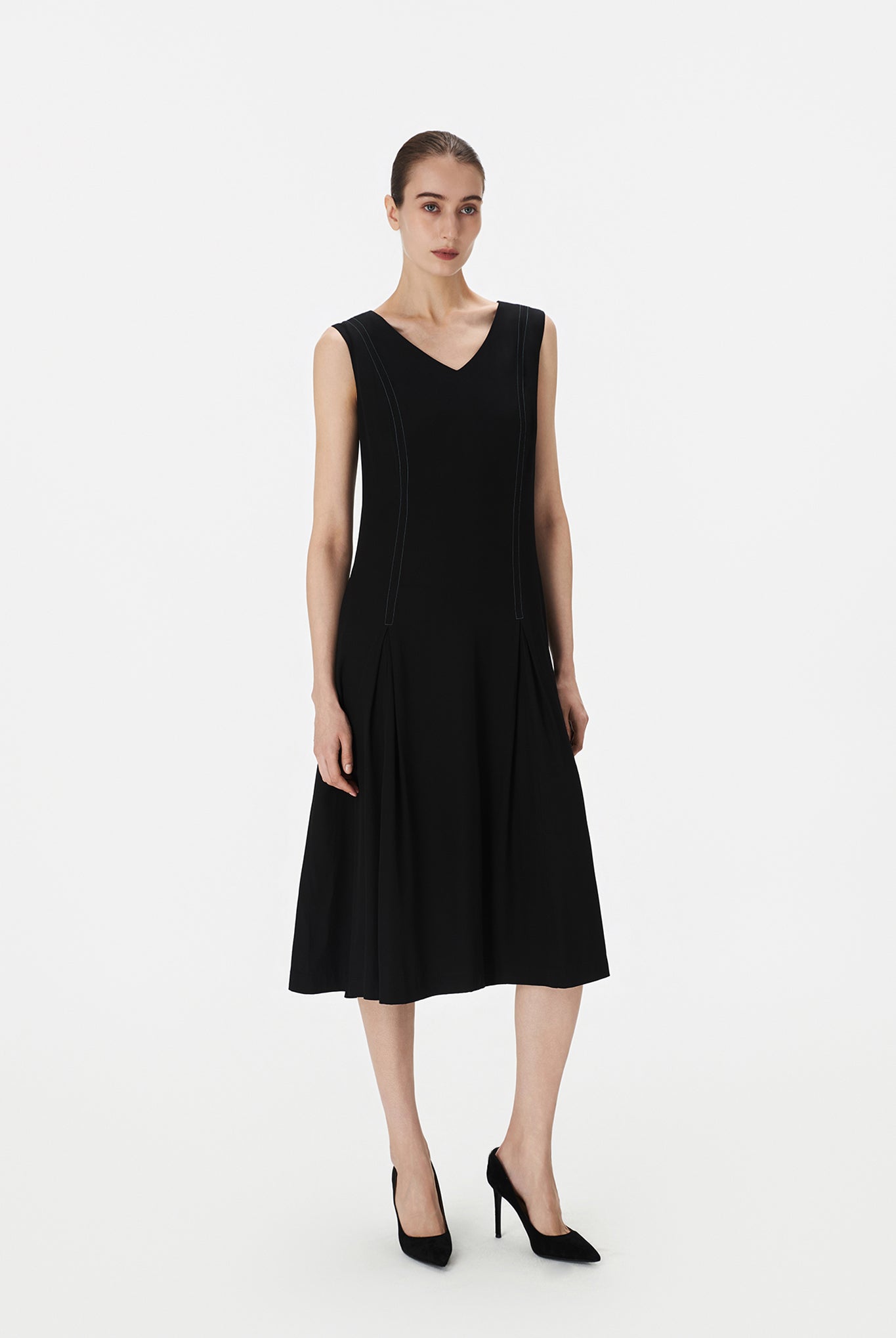 V-Neck Midi Dress
