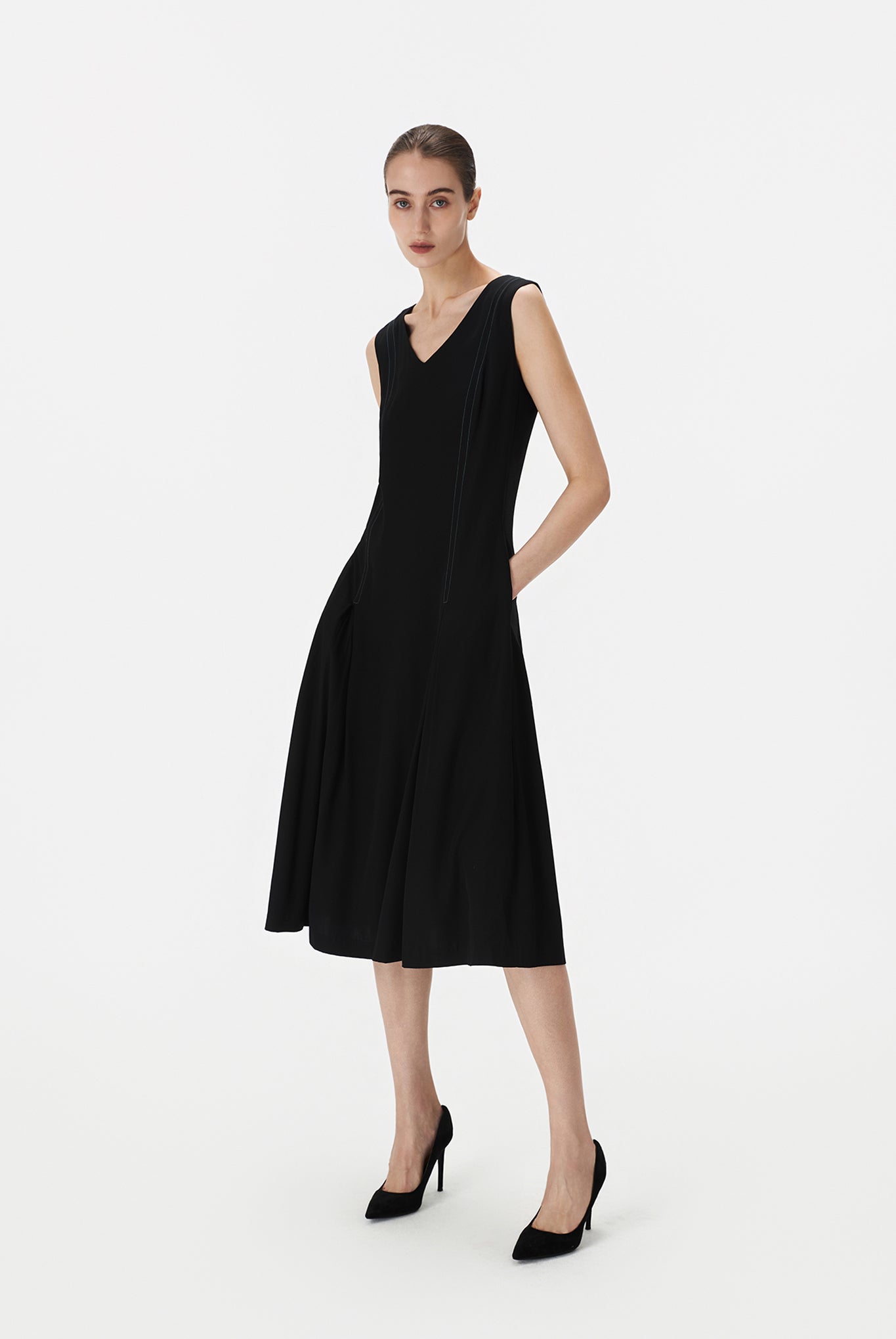 V-Neck Midi Dress