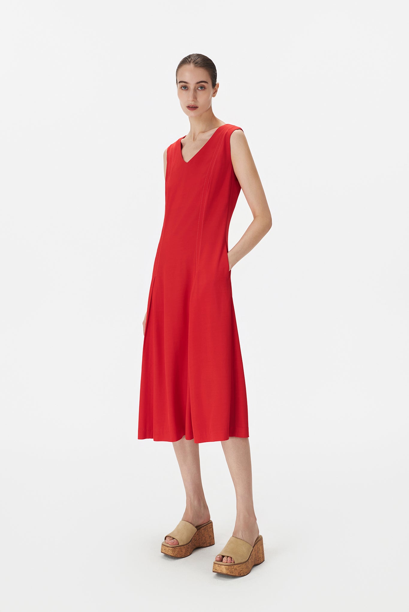 V-Neck Midi Dress