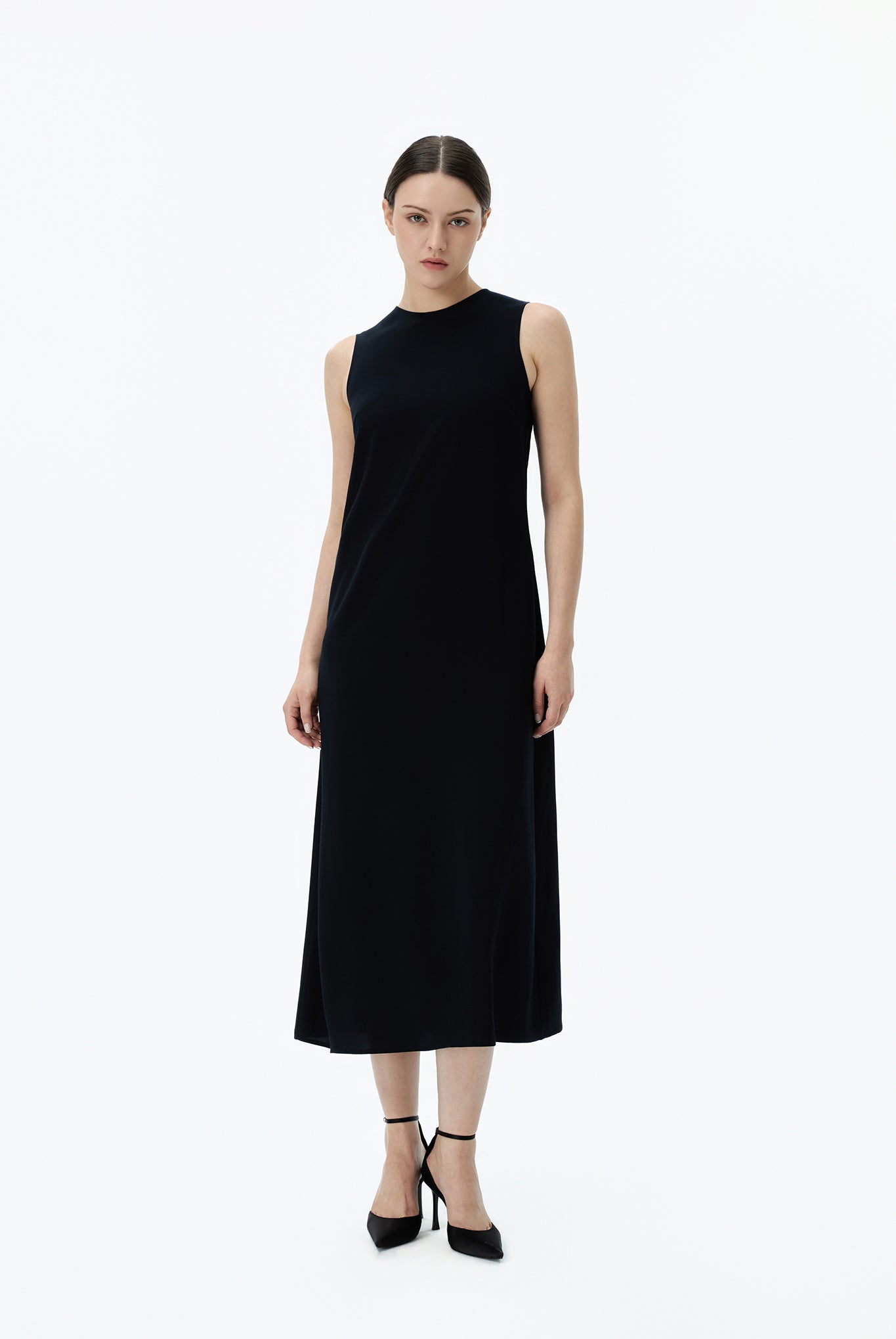 Round Neck Long Shift Dress