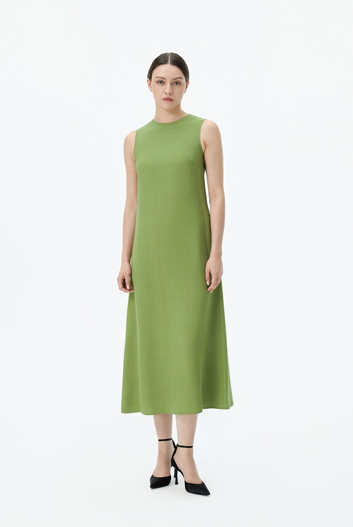 Round Neck Long Shift Dress