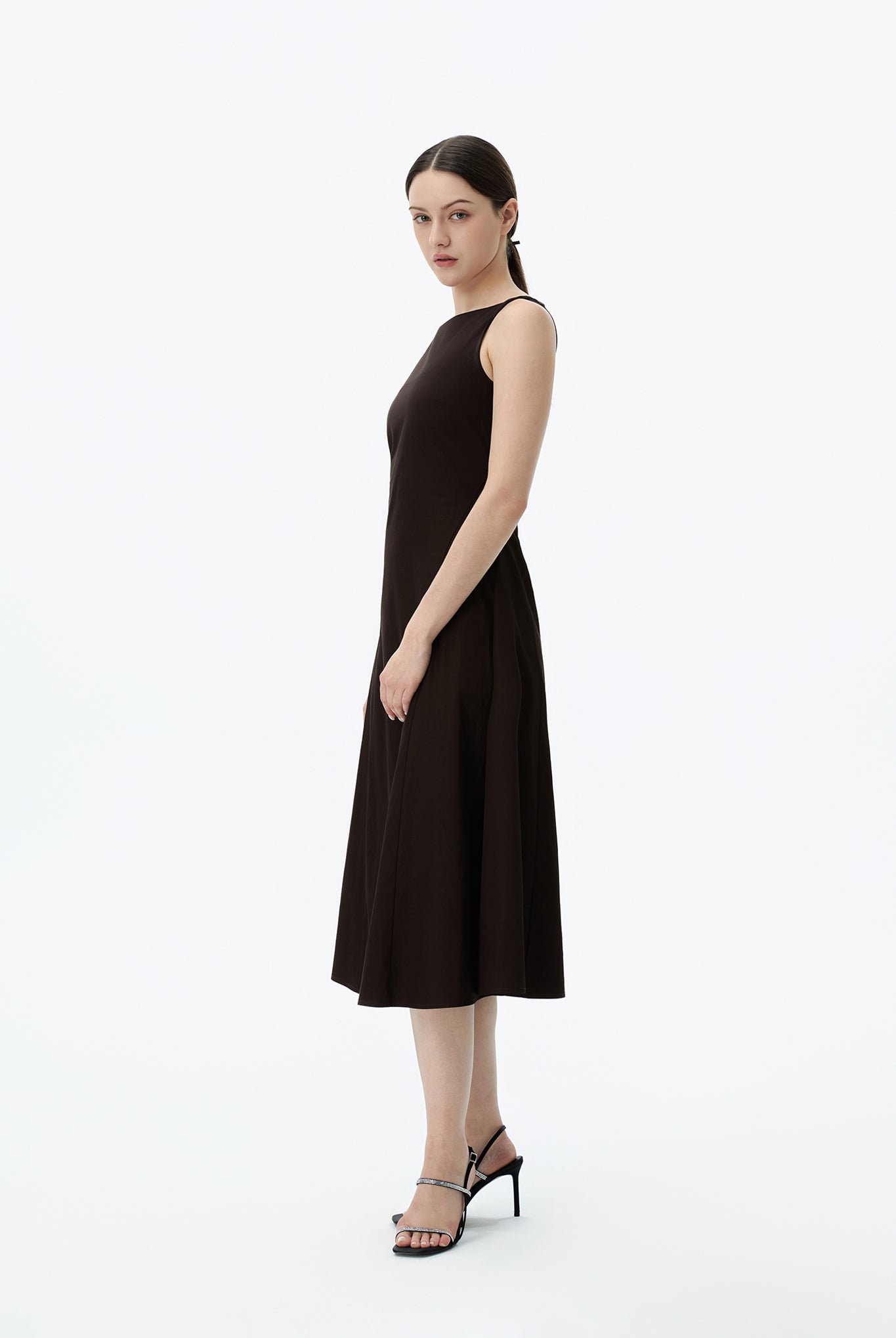 Boat Neck A Line Midi Dress