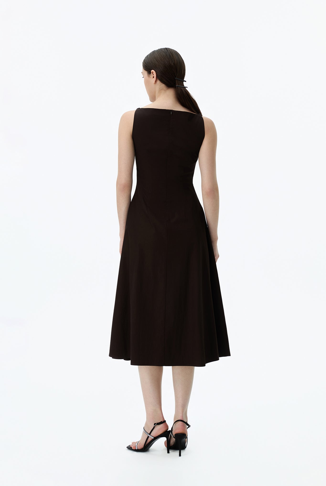 Boat Neck A Line Midi Dress