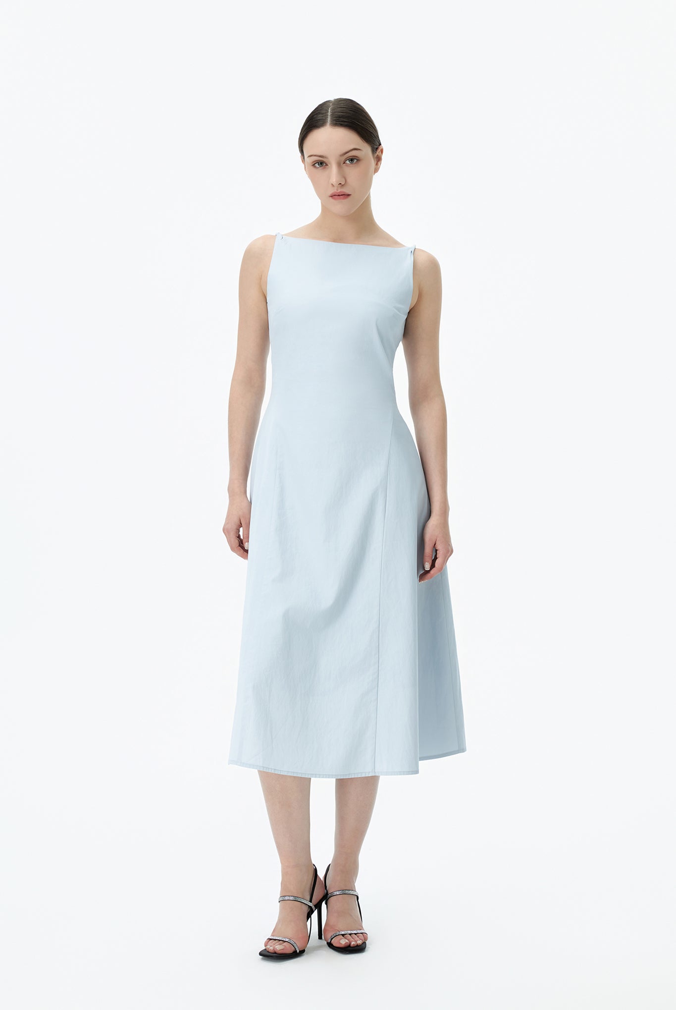 Boat Neck A Line Midi Dress
