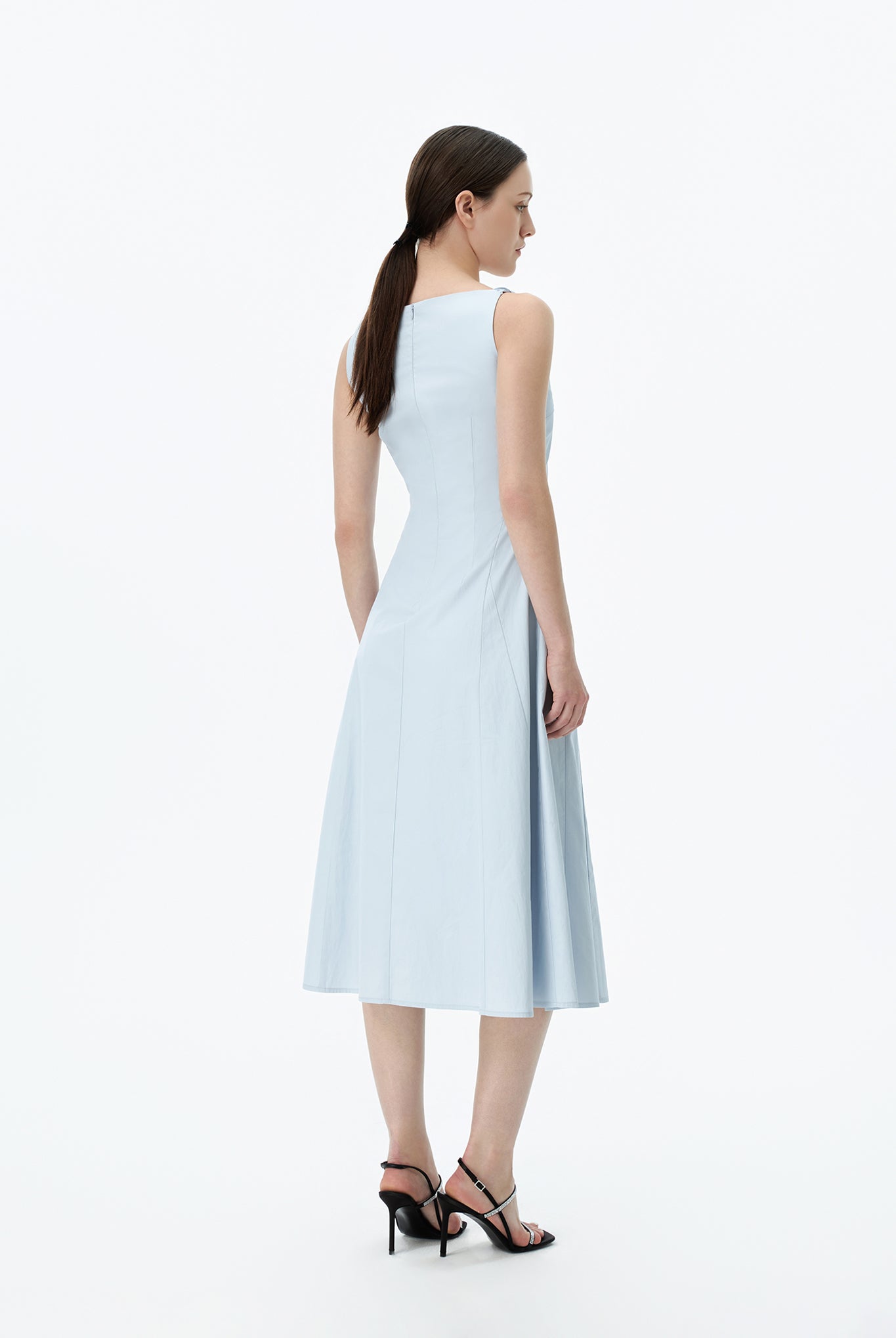 Boat Neck A Line Midi Dress