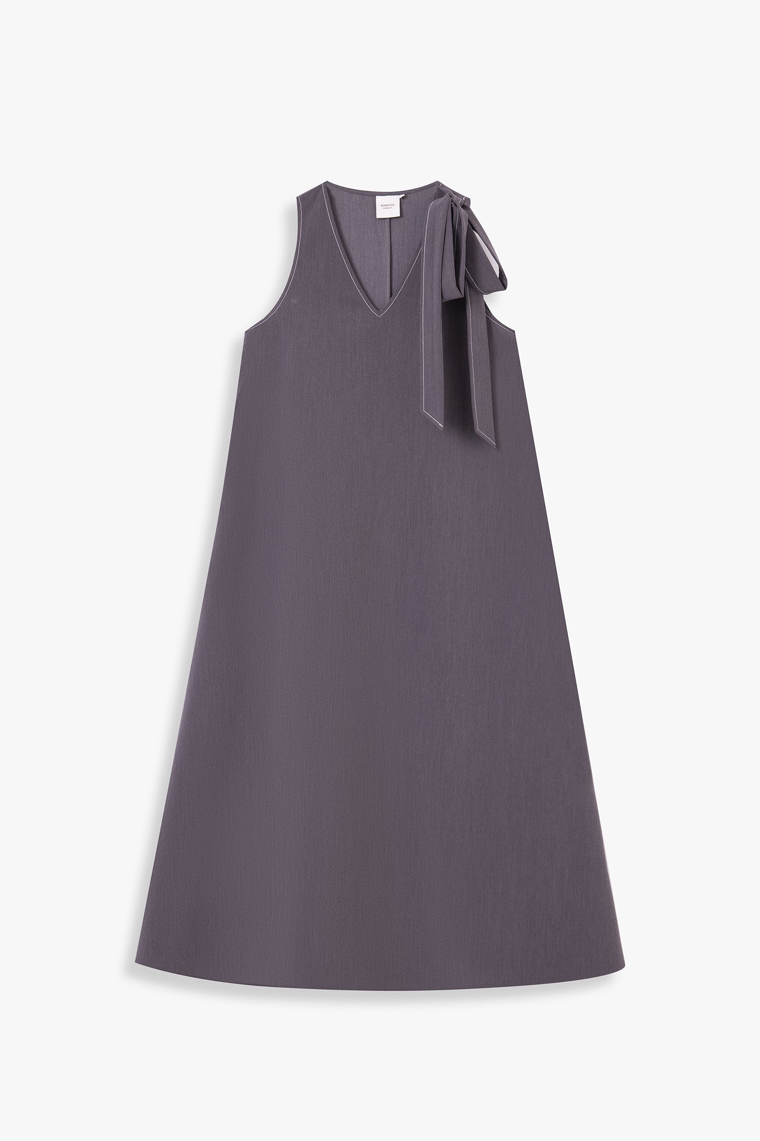 V-Neck Midi Dress With Shoulder-Tie